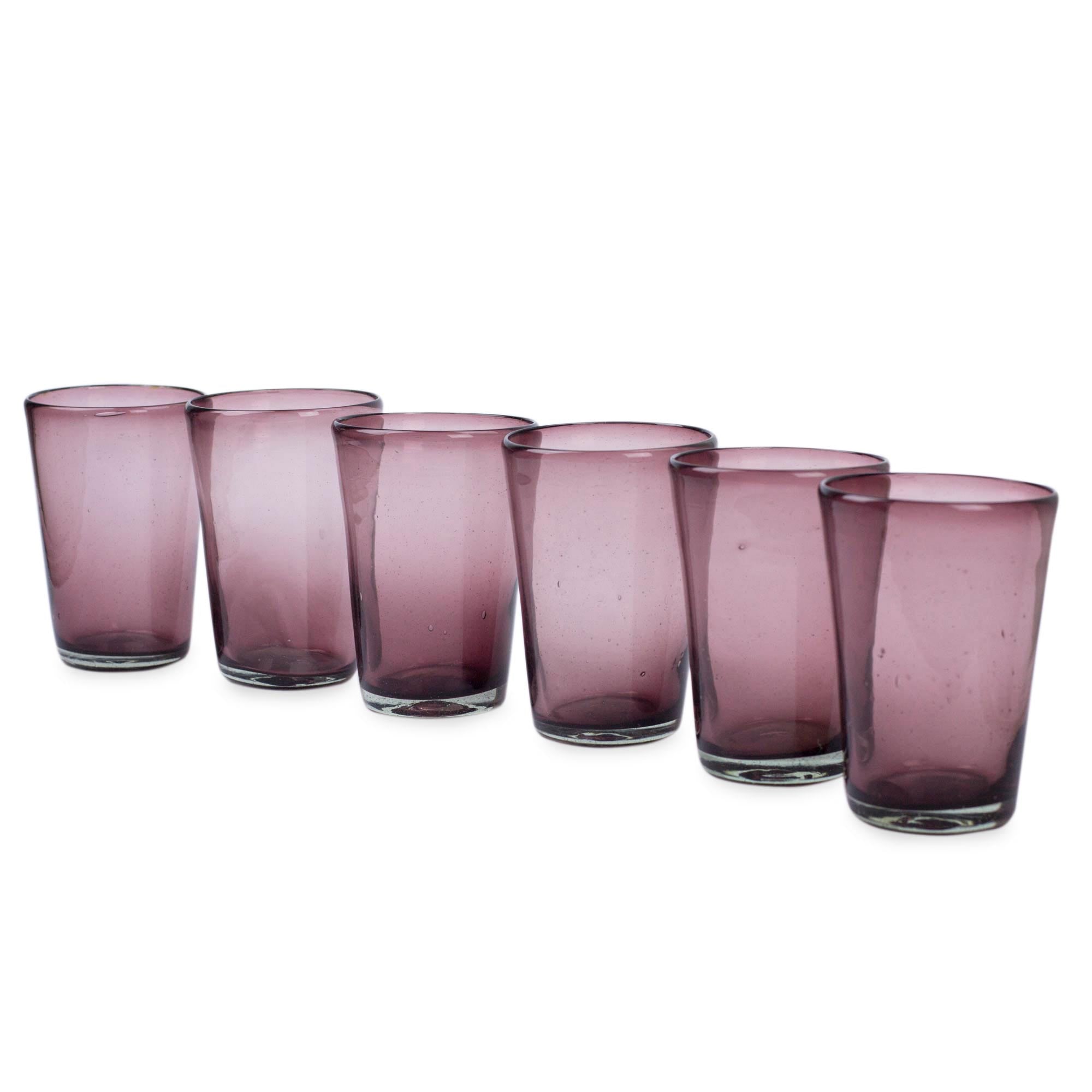 Premium Amethyst Purple Handblown Glass Tumbler Set - Eco-Friendly Drinkware (6-Piece)