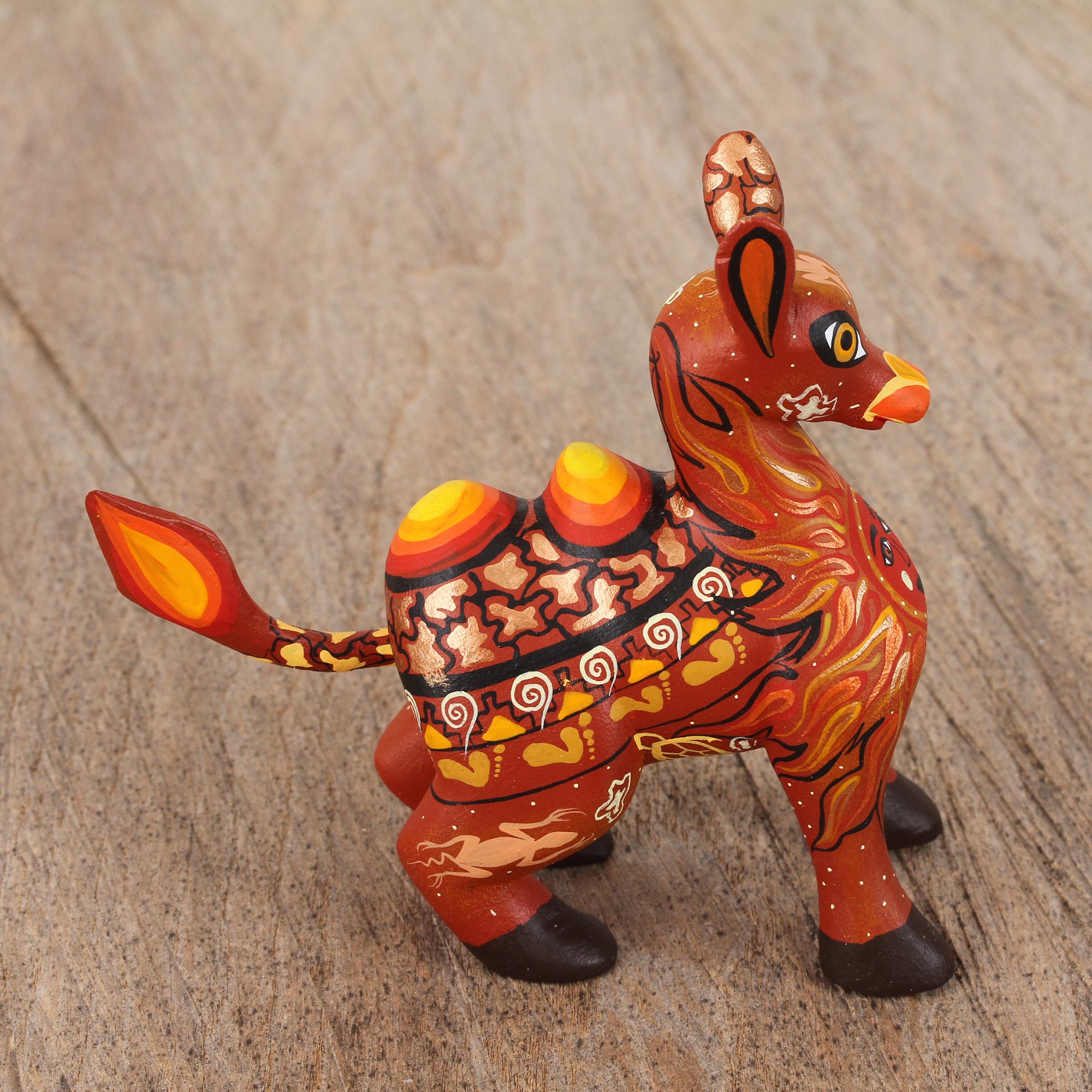 Premium Handcrafted Desert King Orange Alebrije Camel – Multicolor Artisan Masterpiece