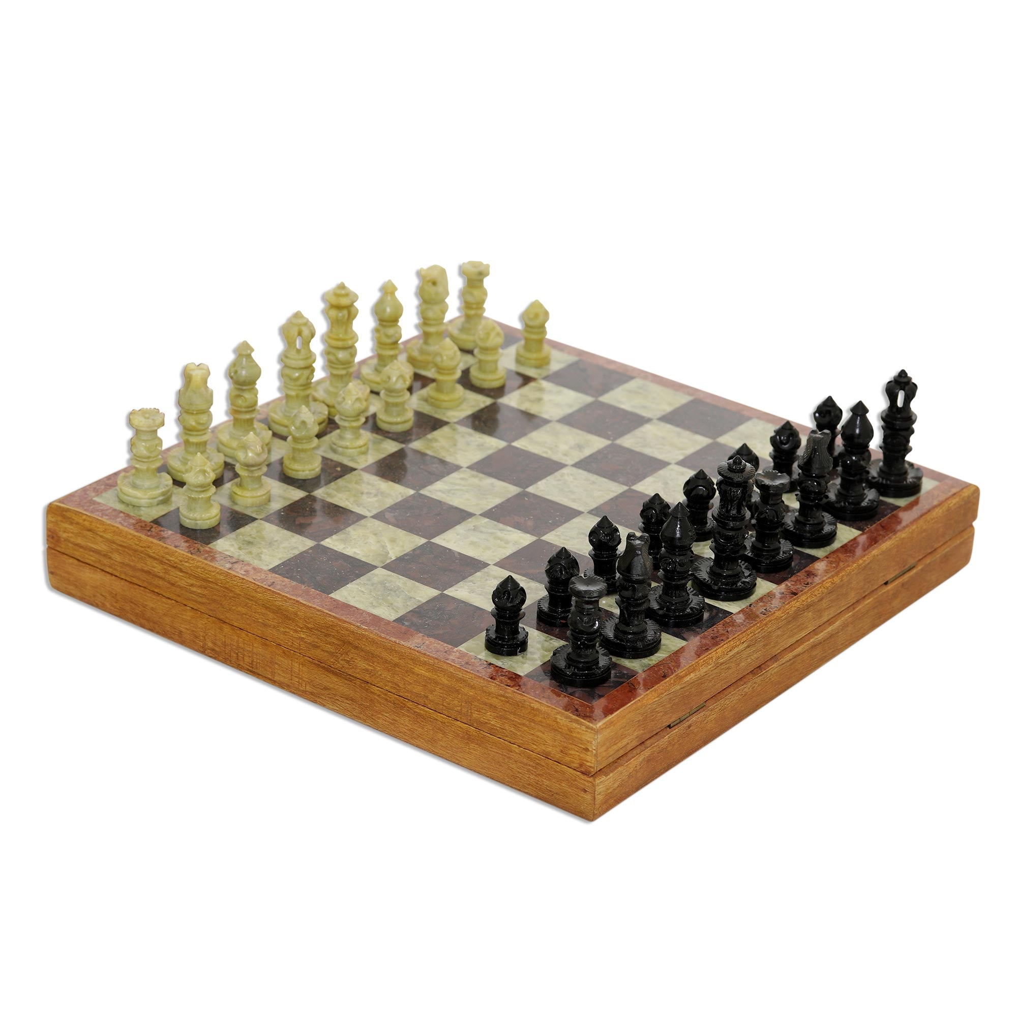 Premium Royal Charm Soapstone Chess Set - Handcrafted Luxury from India