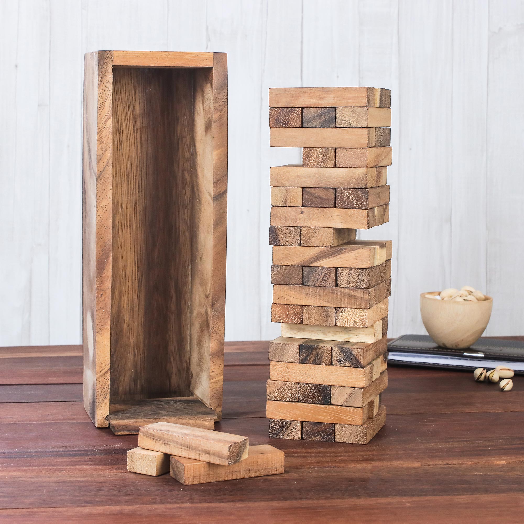 Premium Handcrafted Wooden Stacking Tower Game - Ultimate Fun from Thailand