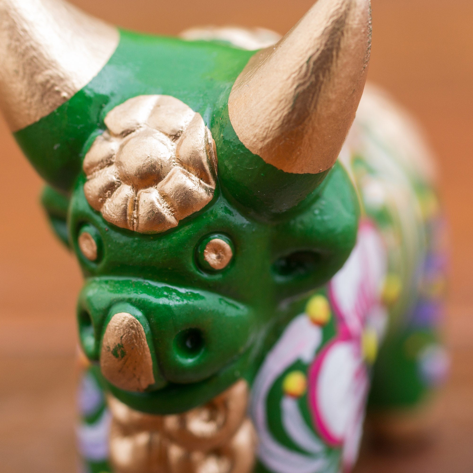 Premium Hand-Painted Pucara Bull Ceramic Figurine from Peru