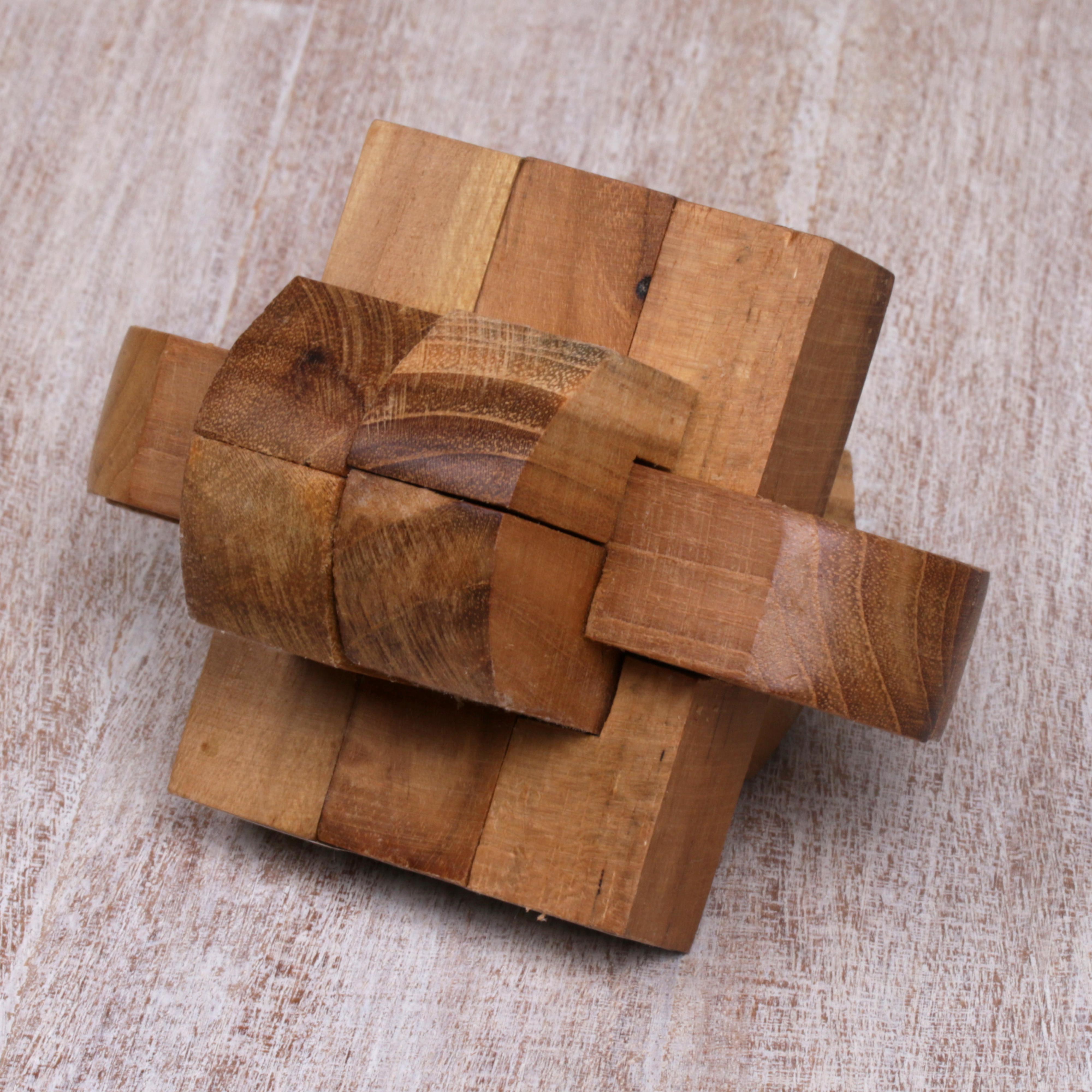 Premium Handcrafted Upcycled Teak Wood Puzzle – Java Artisan Collection