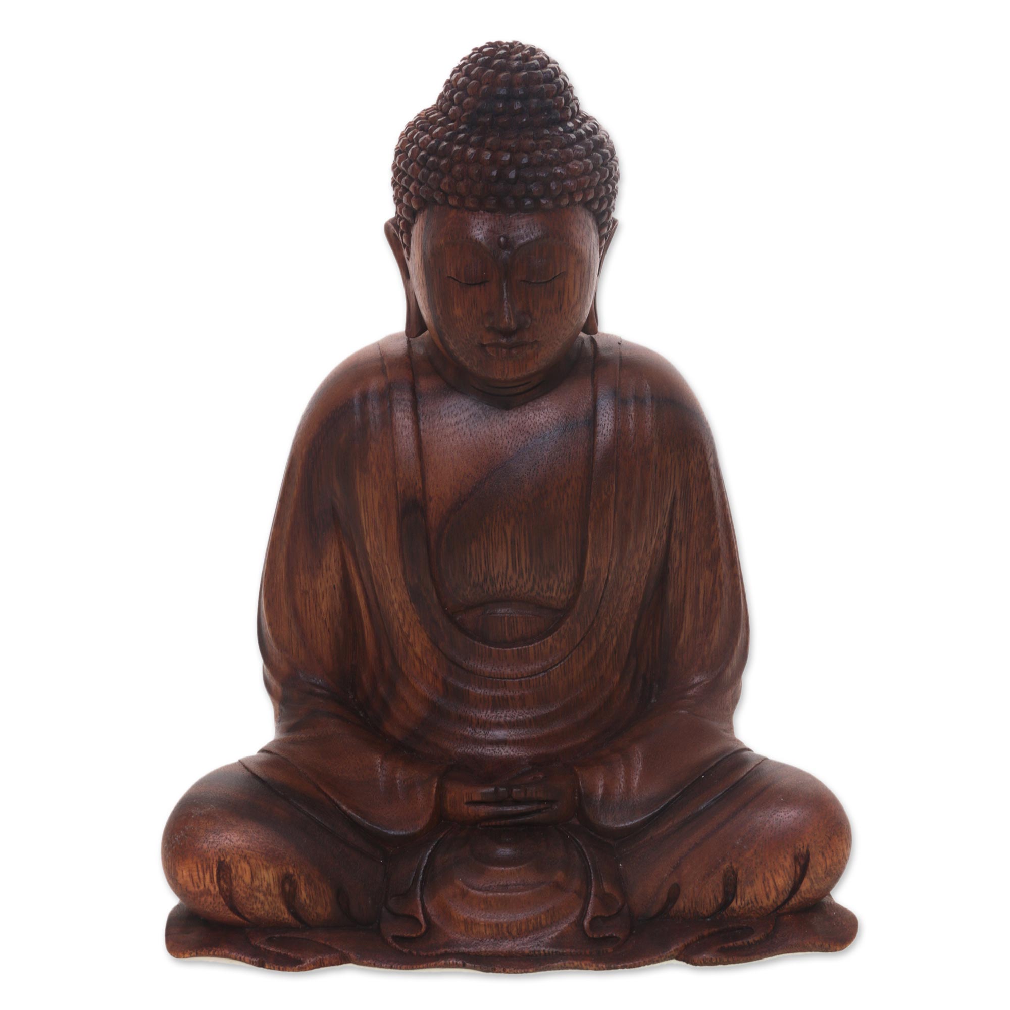 Premium Serenity Buddha Statue - Handcrafted Suar Wood Meditation Art Piece