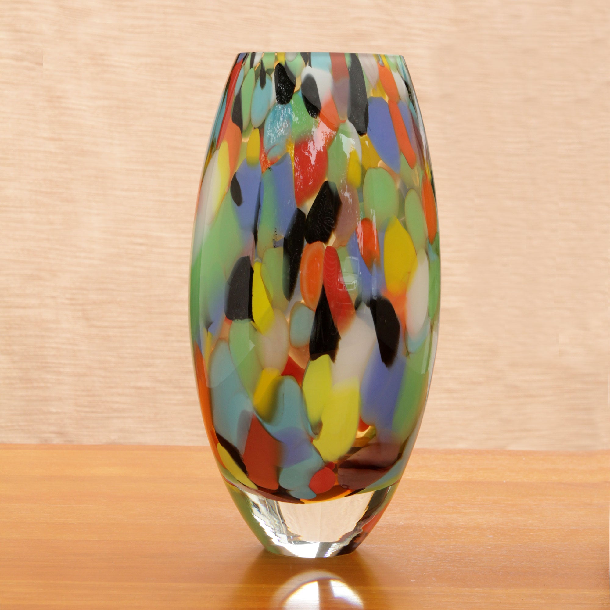 Premium Murano Inspired Glass Vase - Carnival Confetti Design (11 inch)