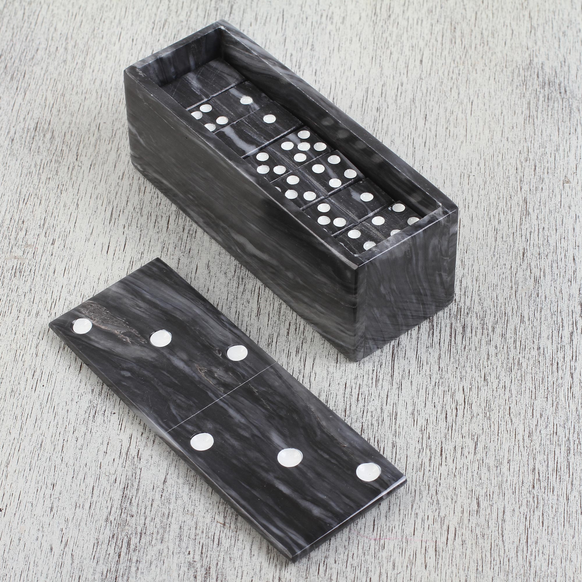 Premium Onyx Domino Set - Handcrafted Stone Game Collection