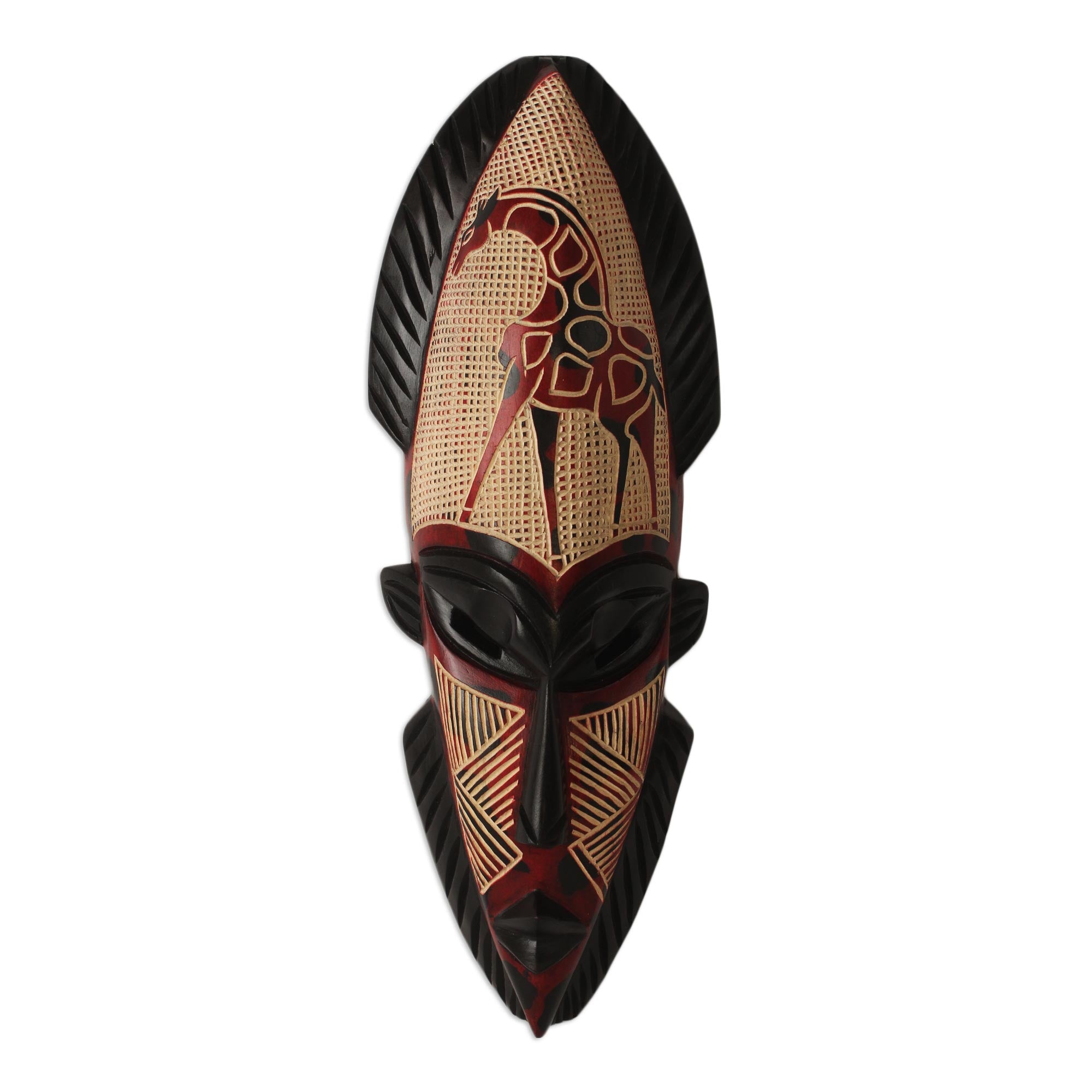 Premium African Giraffe Spirit II Handcrafted Wood Mask – Ultimate Wall Art