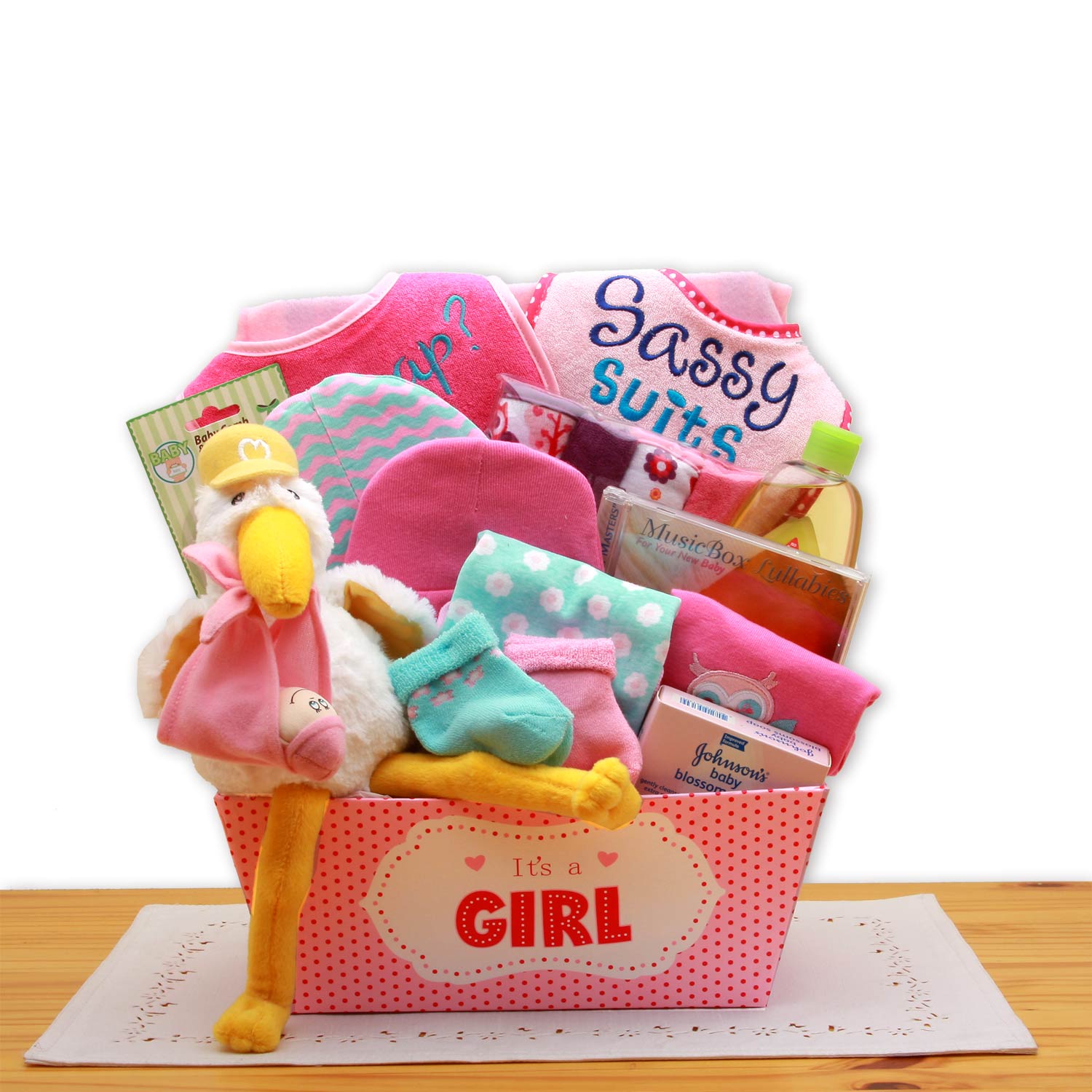 Ultimate Pink New Baby Gift Basket - Special Delivery