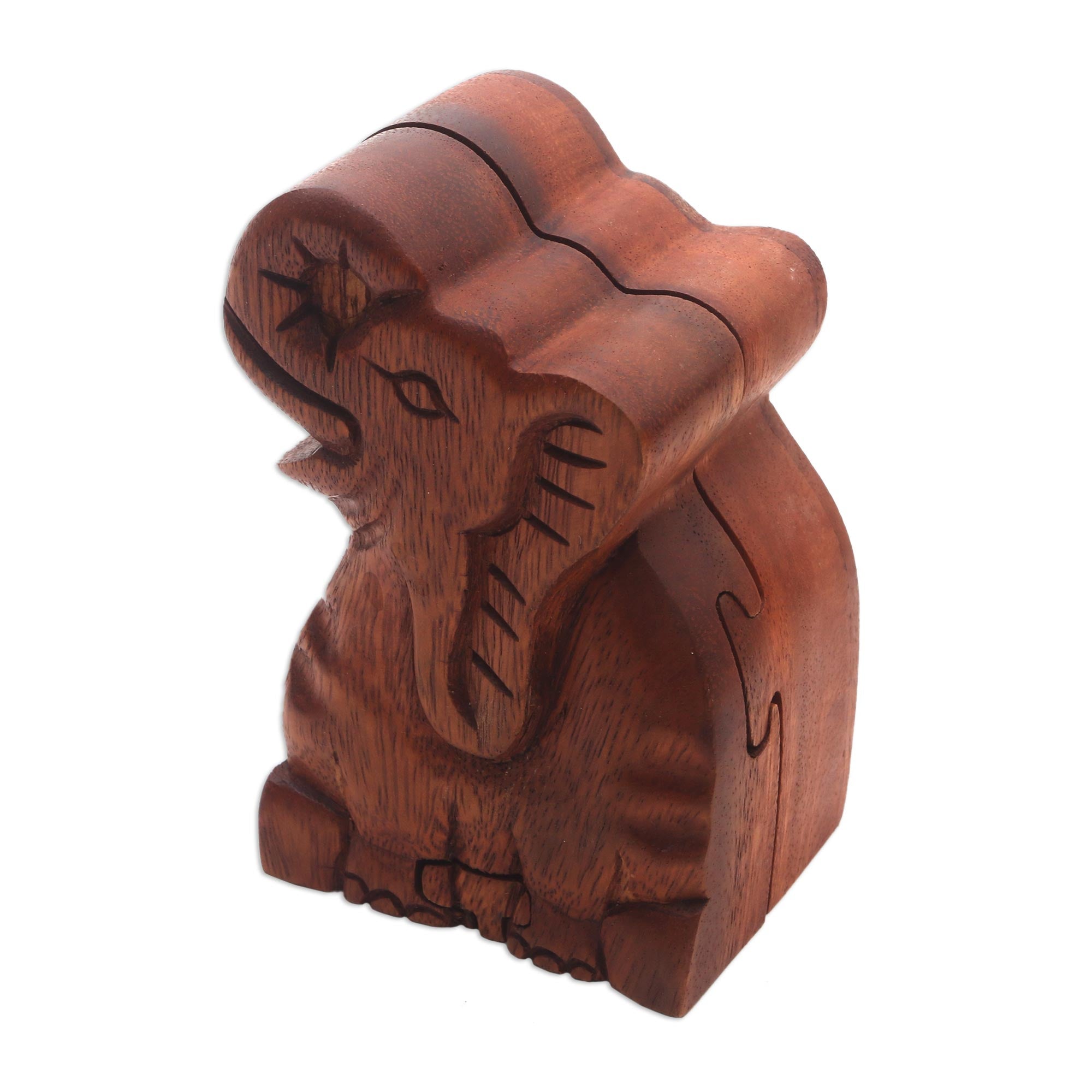 Premium Elephant Secret Puzzle Box - Handcrafted Suar Wood Treasure Chest