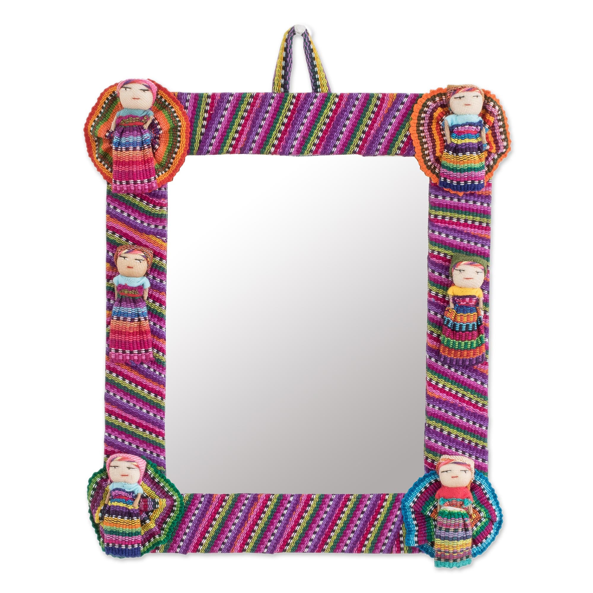 Premium Handwoven Guatemalan Wall Mirror with Worry Dolls - Ultimate Home Decor