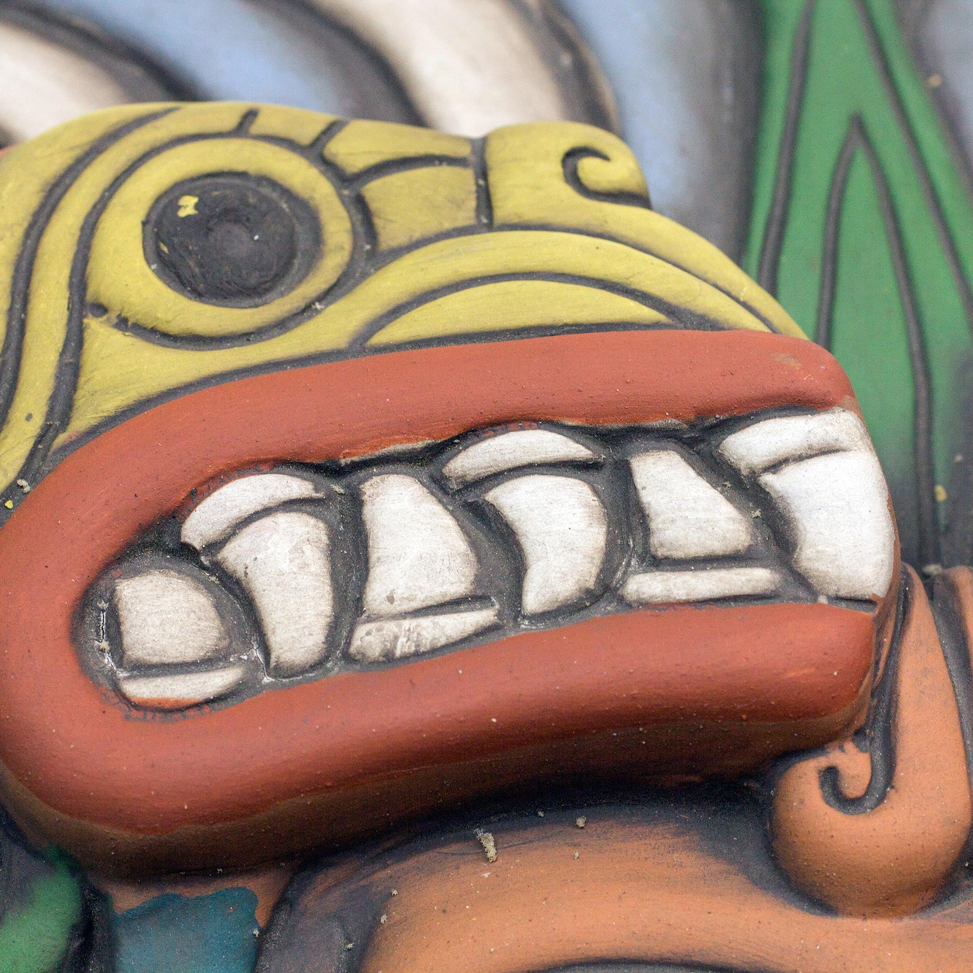 Premium Quetzalcoatl Teotihuacan Ceramic Mask - Handcrafted Artisan Collectible