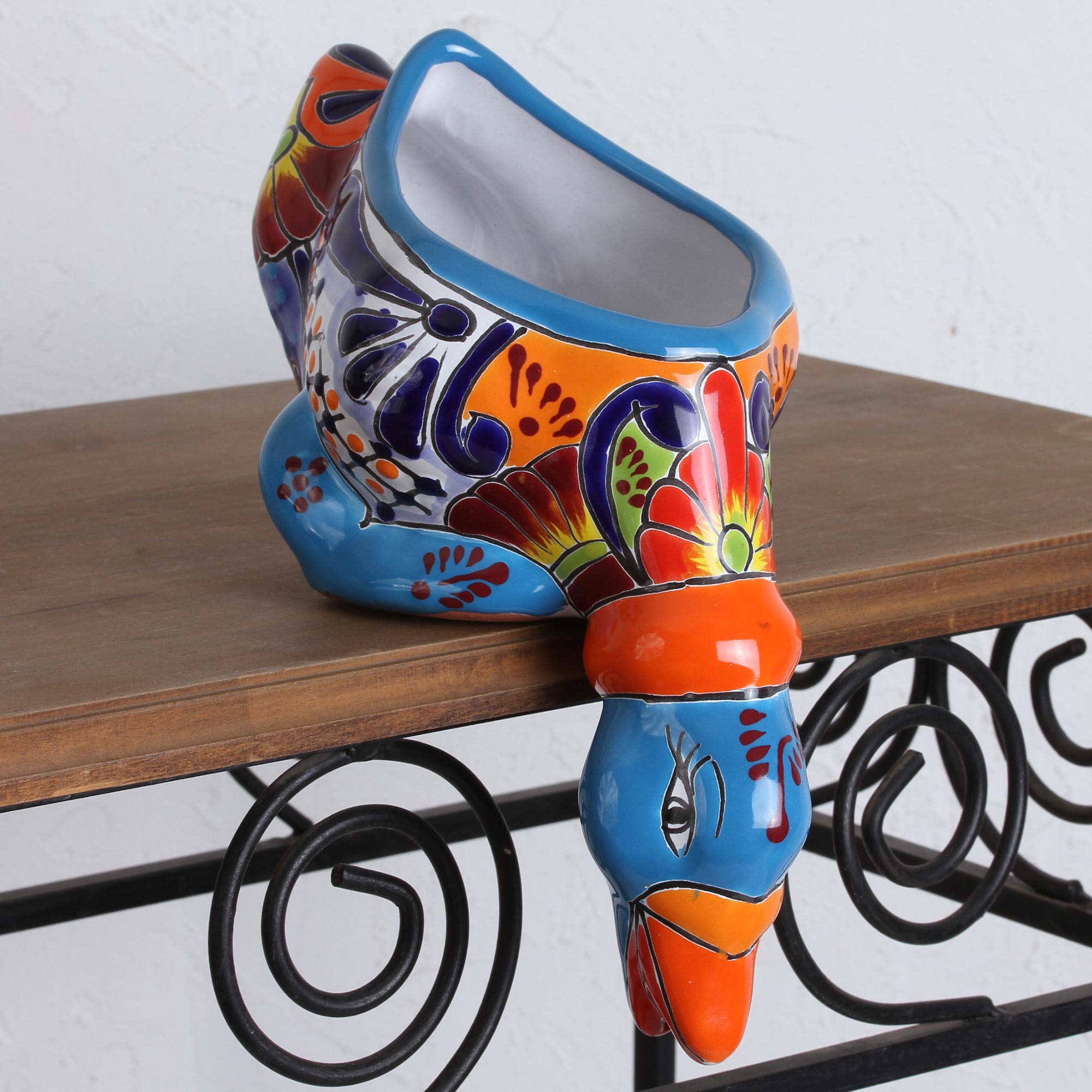 Premium Hand-Painted Ceramic Duck Flower Pot - Mexican Artisan Crafted