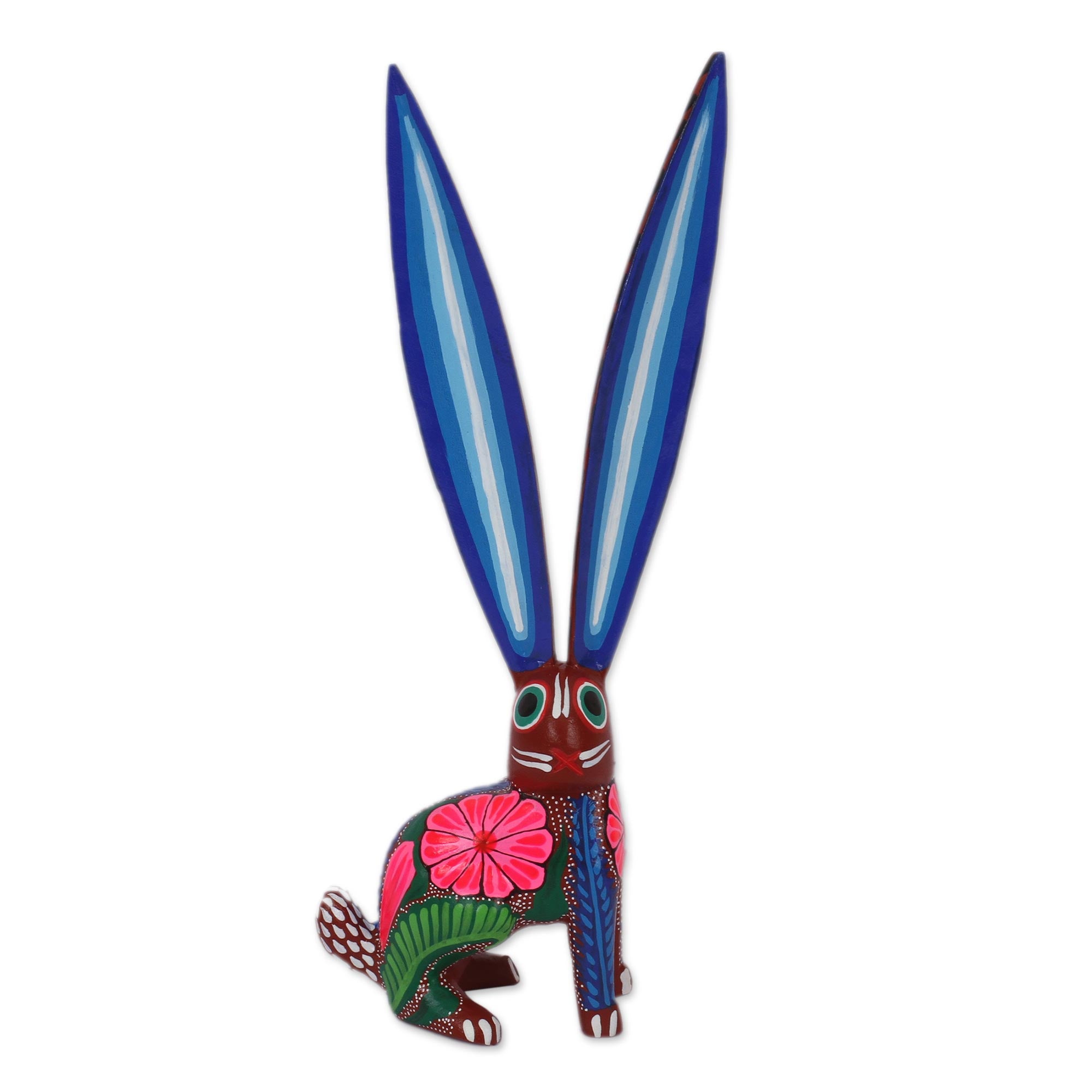 Premium Hand-Painted Long-Eared Rabbit Alebrije Sculpture – Authentic Mexican Folk Art