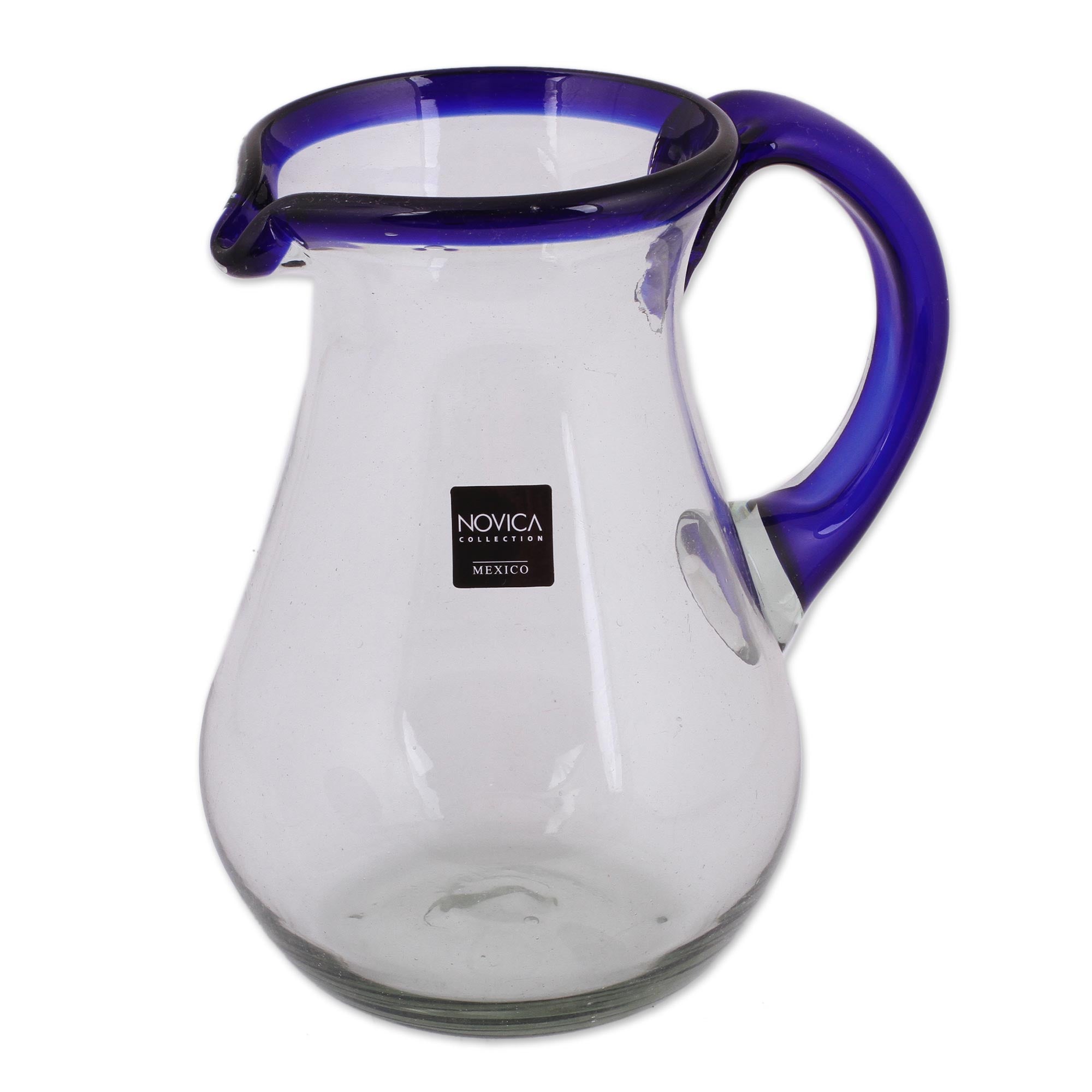 Premium Blue Grace Artisan Crafted Pitcher – Handblown Mexican Glassware
