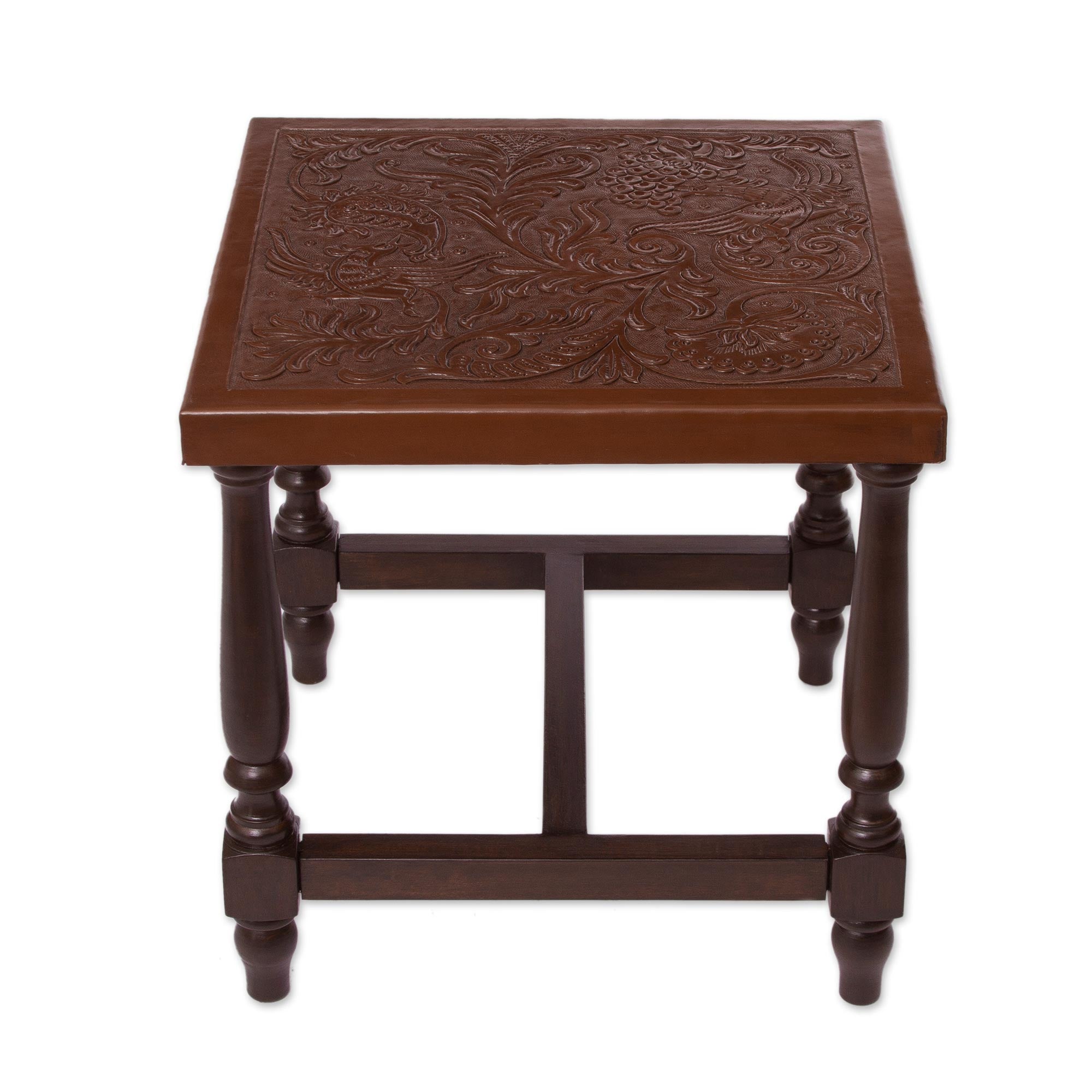 Premium Mountain Garden Table - Handcrafted Leather & Wood Design from Peru