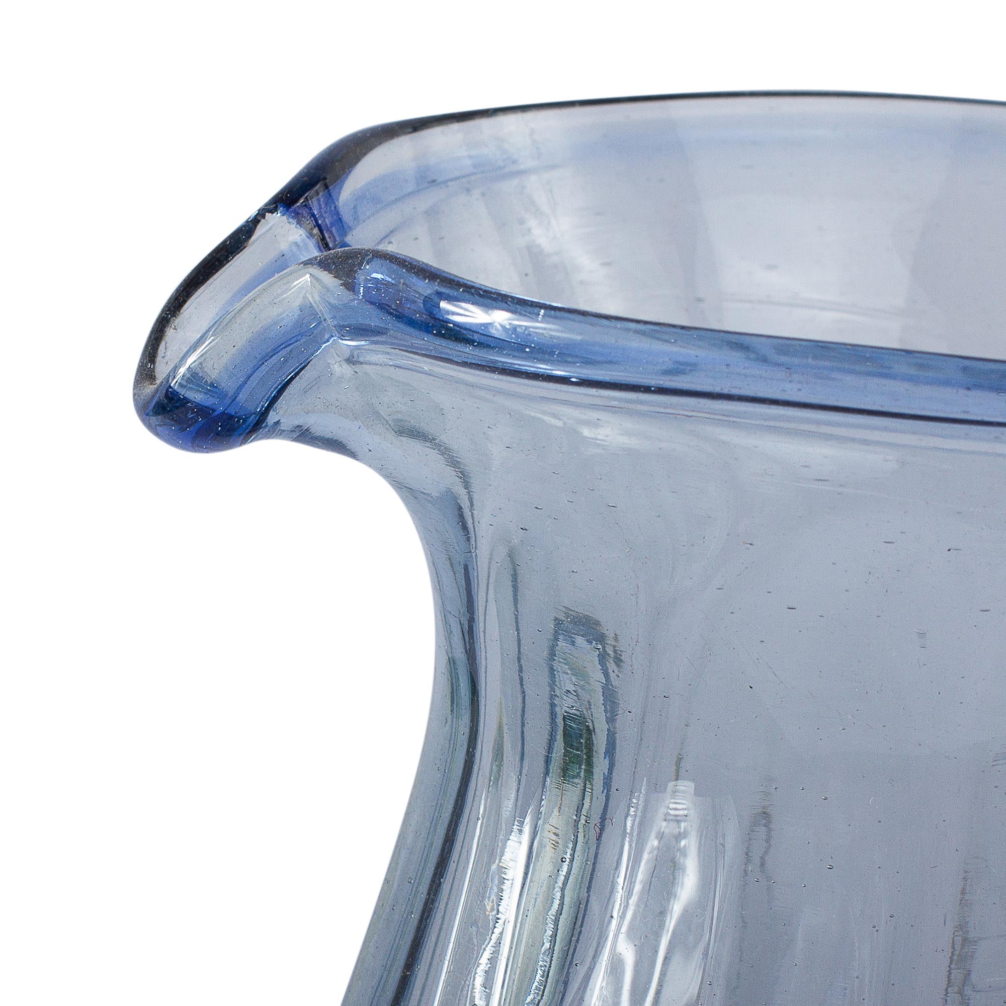 Premium Fiesta Azul Hand-Blown Recycled Glass Pitcher - Ultimate Table Upgrade