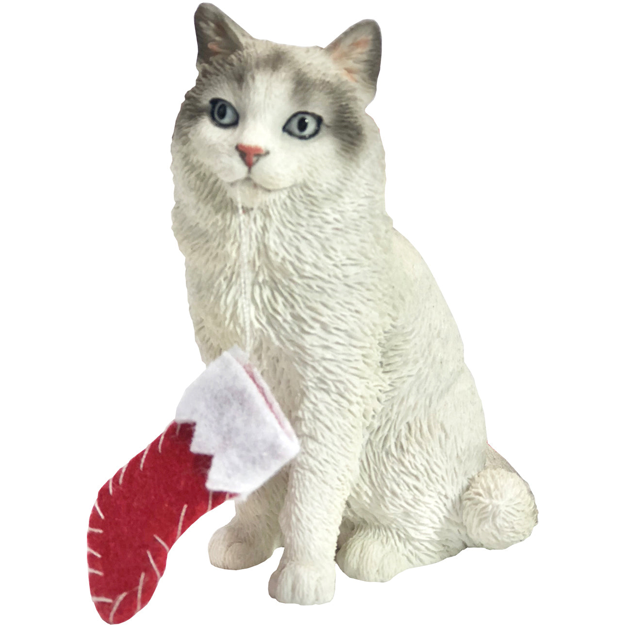 Premium Bicolor Ragdoll Cat Christmas Ornament - Handcrafted Collectible