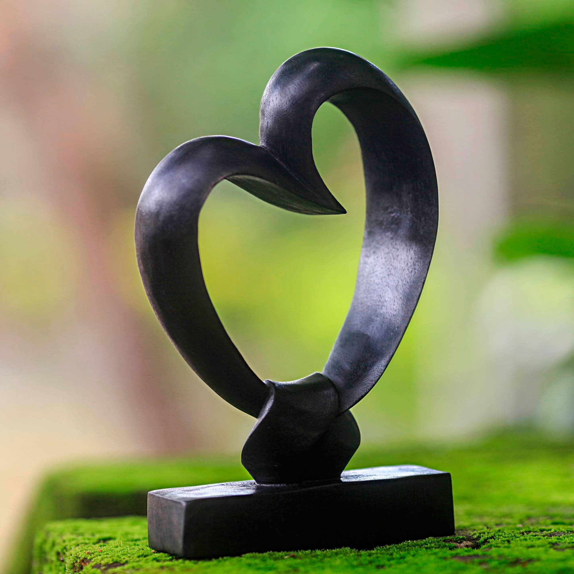 Premium Bonds of the Heart Romantic Wood Sculpture - Handcrafted in Indonesia