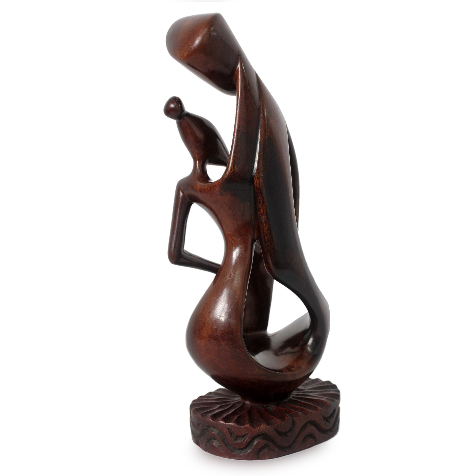 Premium African Family of Four Wood Sculpture - Handcrafted Ebony Art