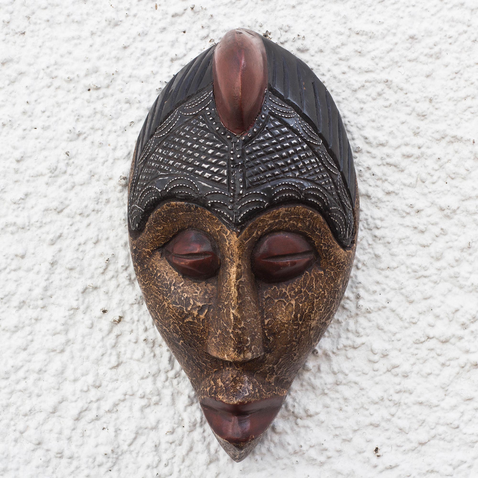 Premium African Wood Mask with Brass & Aluminum Accents – Handcrafted in Ghana