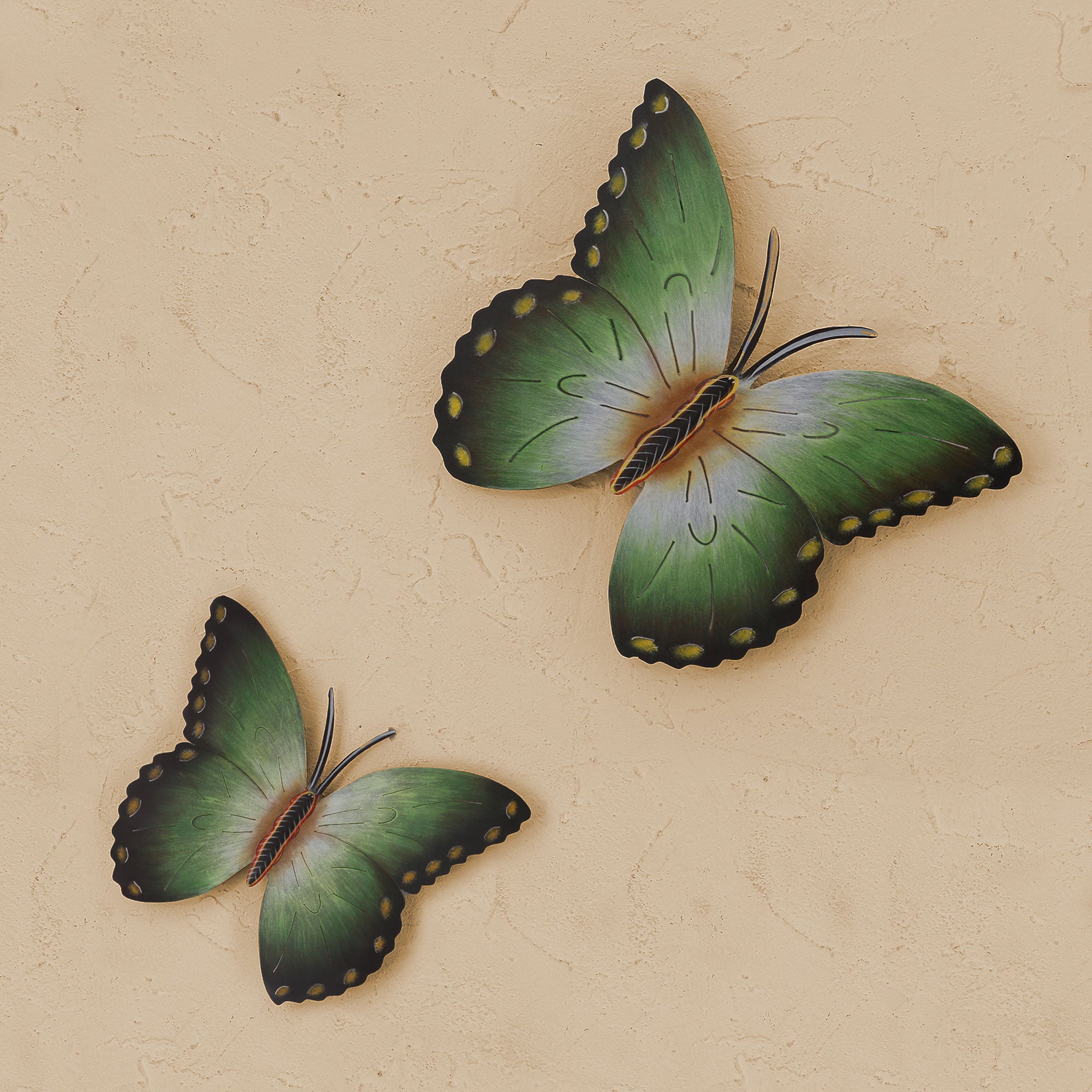 Premium Bamboo Butterflies Steel Wall Art - Handcrafted Pair