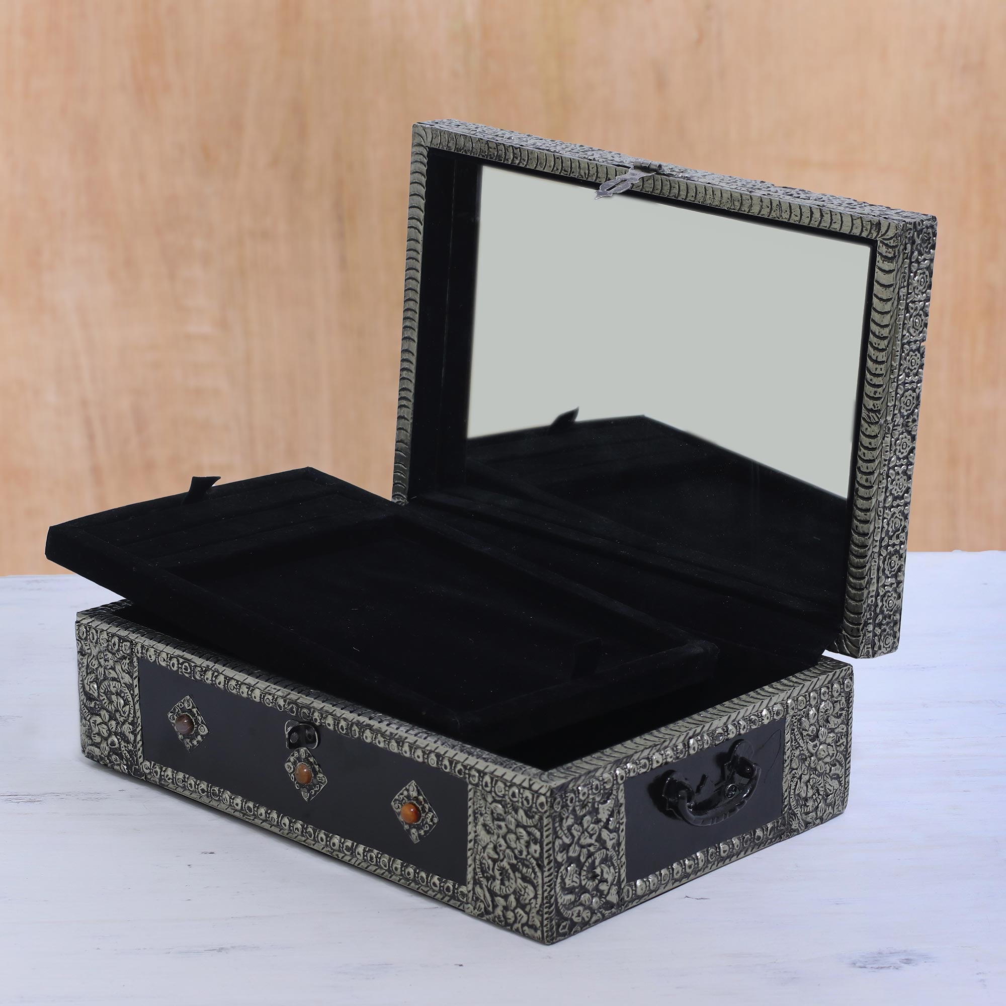 Premium Charisma Repousse Brass Jewelry Box - Ultimate Storage for Your Treasures