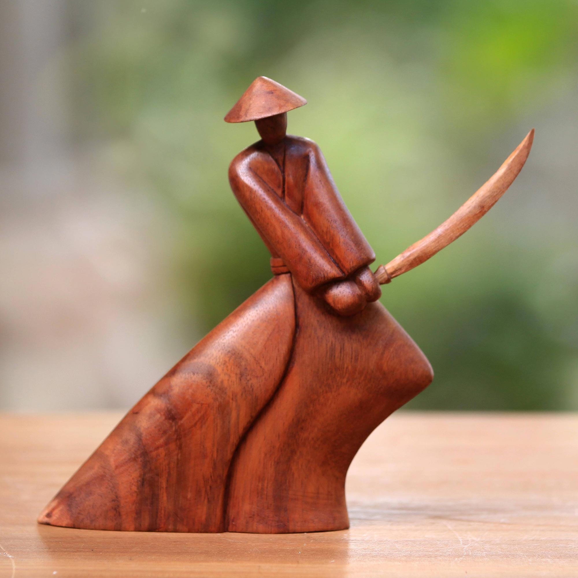 Premium Indonesian Suar Wood Samurai Sculpture