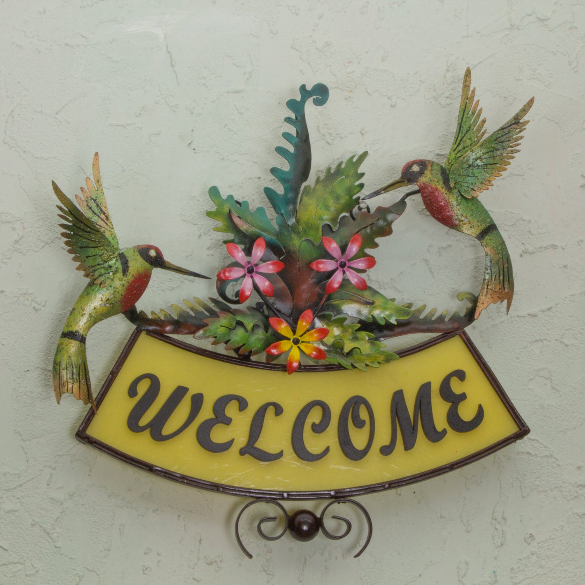 Premium Handcrafted Welcome Sign with Hummingbirds & Flowers - Ultimate Outdoor Decor