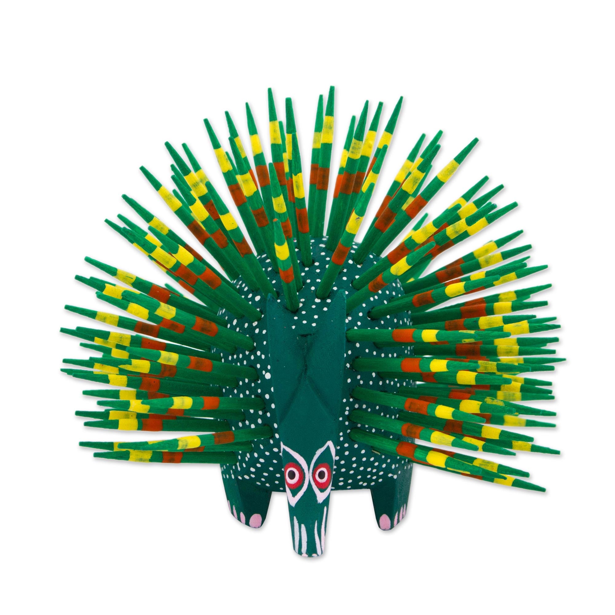 Premium Handcrafted Green Alebrije Porcupine Sculpture