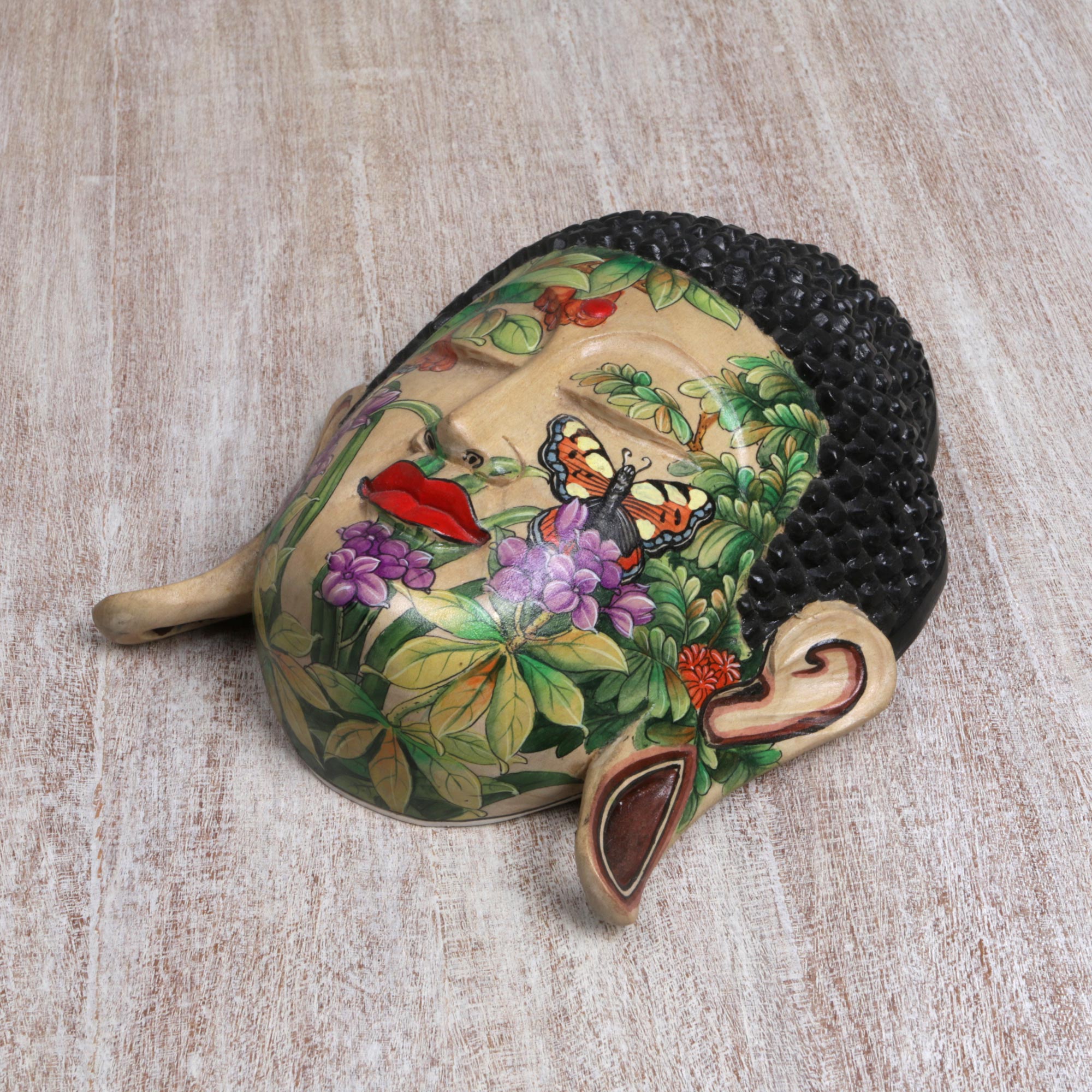 Premium Morning Glory Wooden Buddha Mask