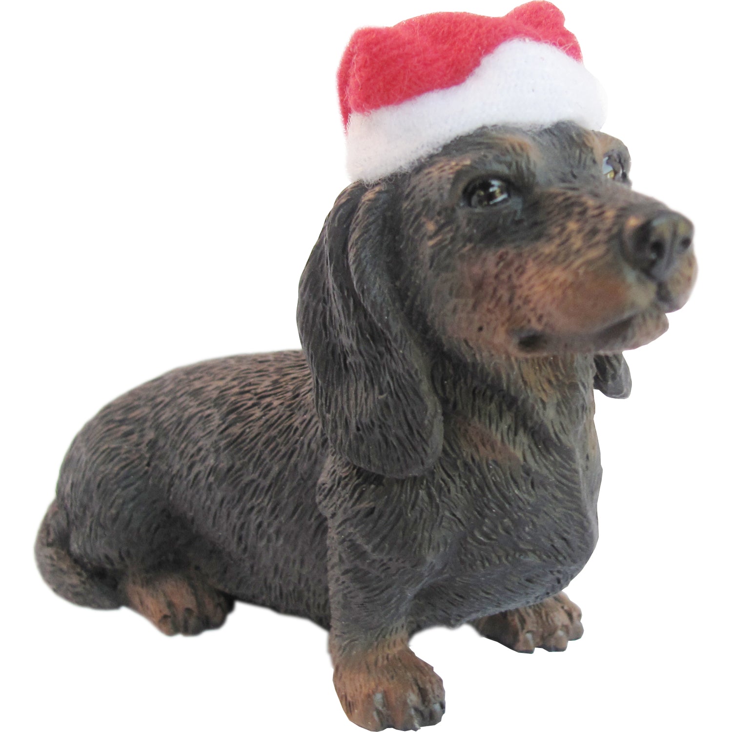 Premium Hand-Painted Dachshund Christmas Ornament with Santa Hat