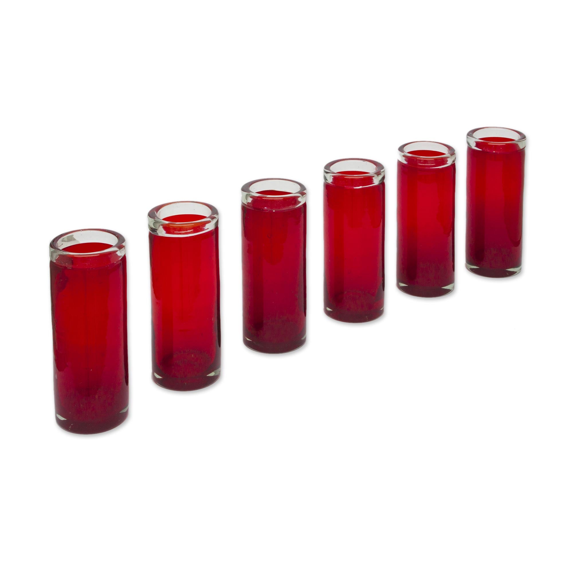 Premium Hand-Blown Ruby Red Tequila Shot Glasses Set of 6 - Ultimate Mexican Craftsmanship