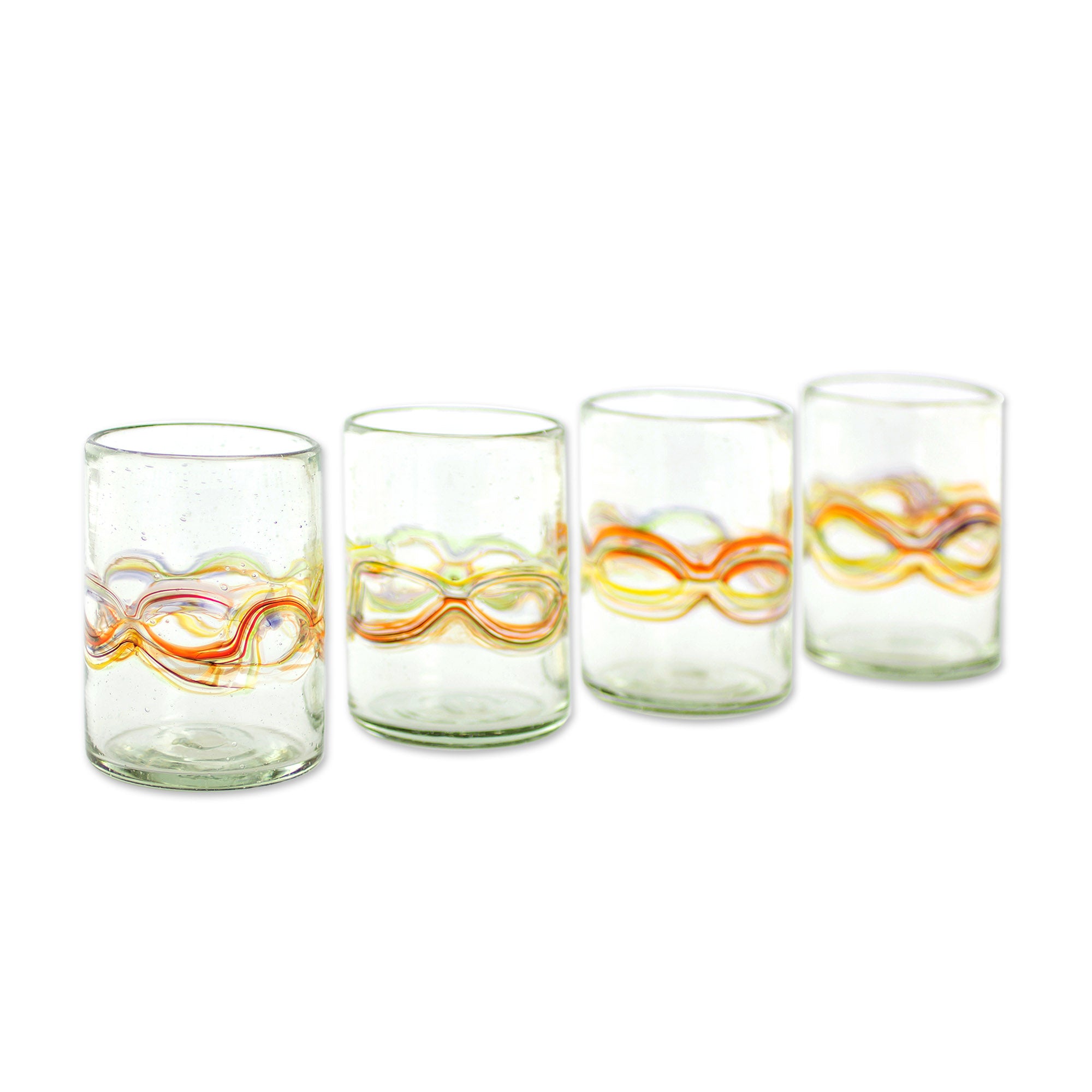 Premium Hand-Blown Recycled Juice Glasses - Orange Reefs (Set of 4) | Eco-Friendly Kitchen Upgrade