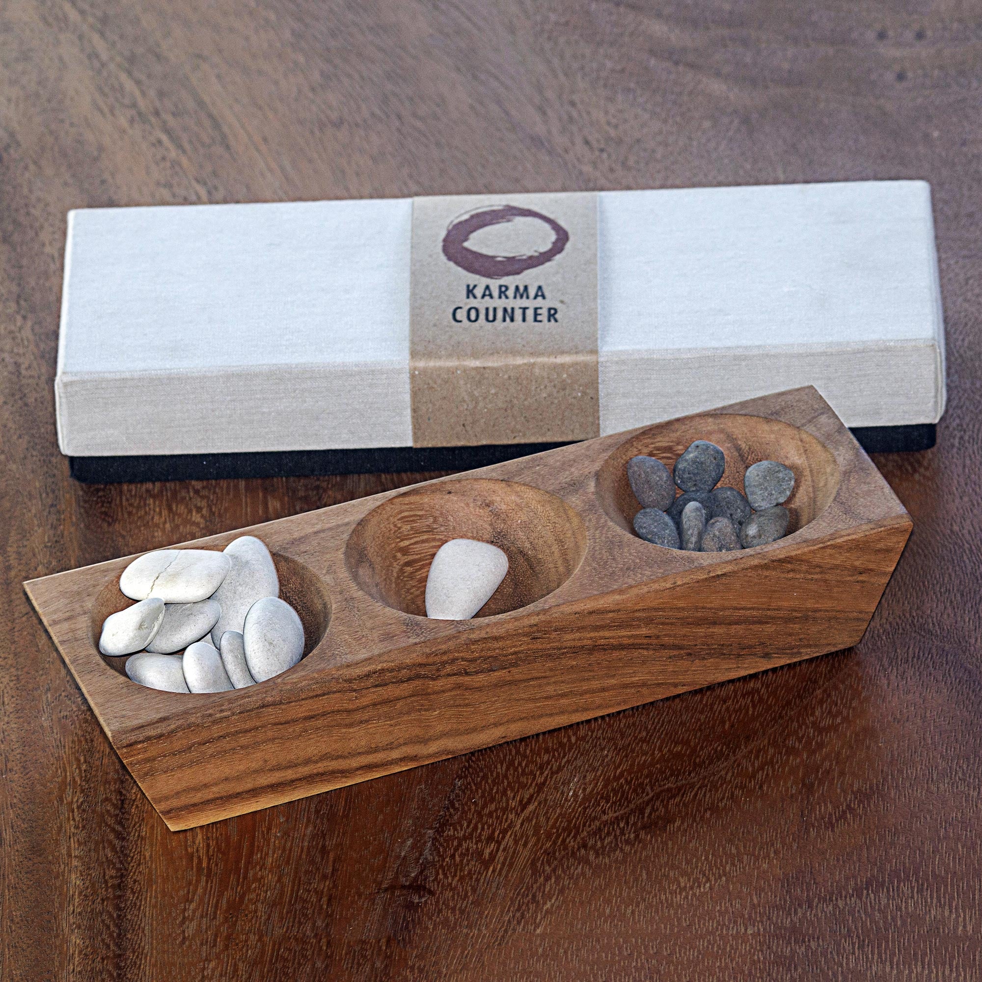 Premium Handmade Suar Wood Karma Counter - Natural Brown | Pertiwi Collection