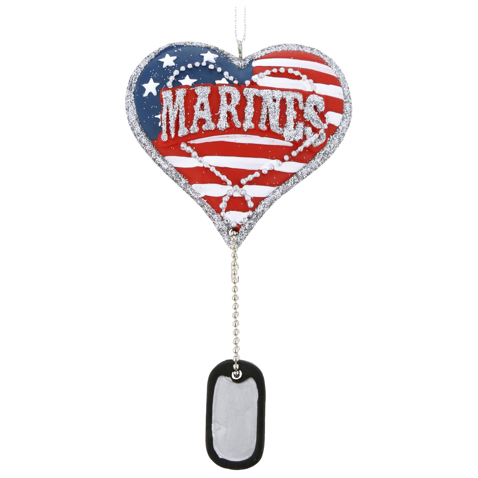 Premium Military Heart & Dog Tag Holiday Ornament