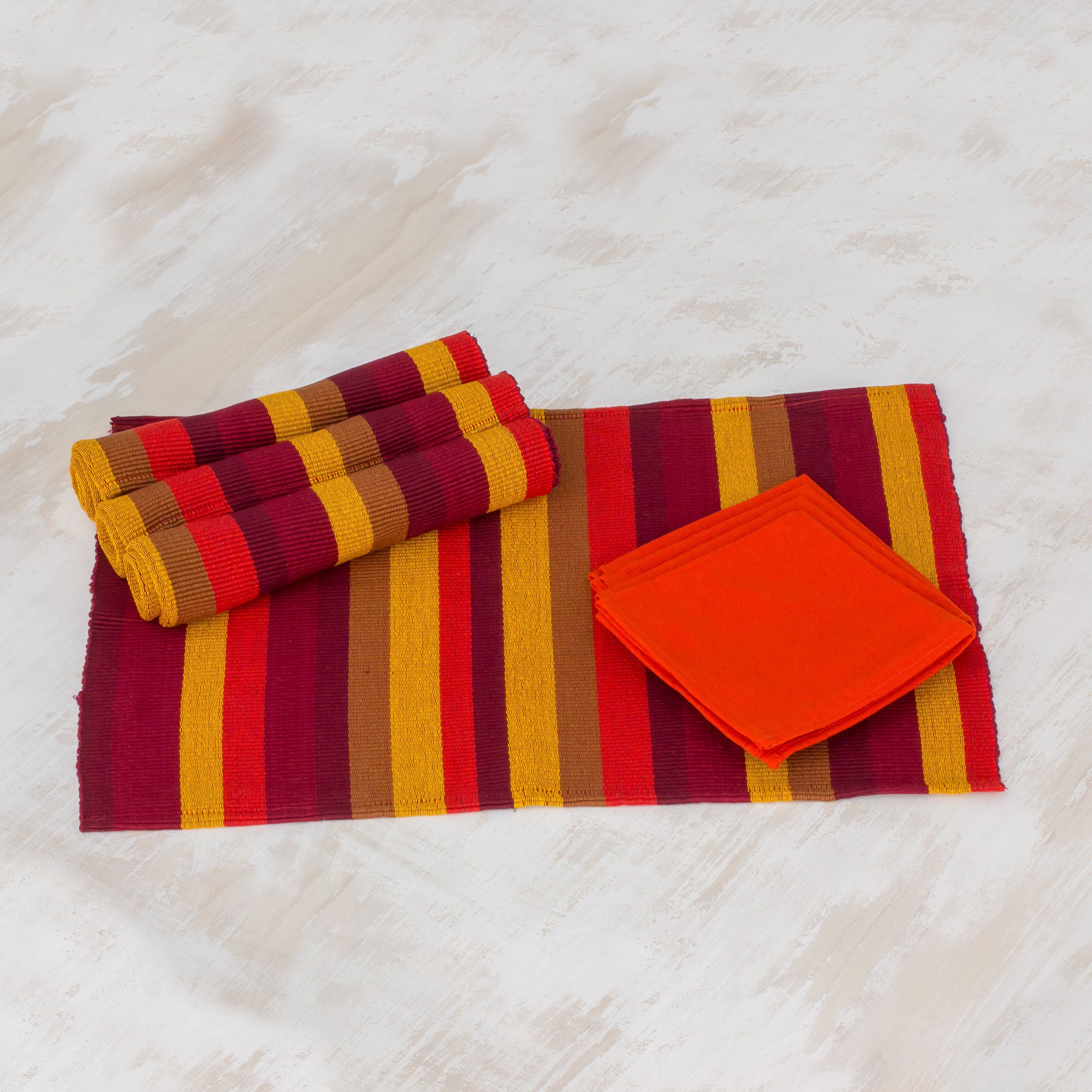 Premium Modern Cotton Placemats & Napkins Set – Fiesta Collection (4-Piece)