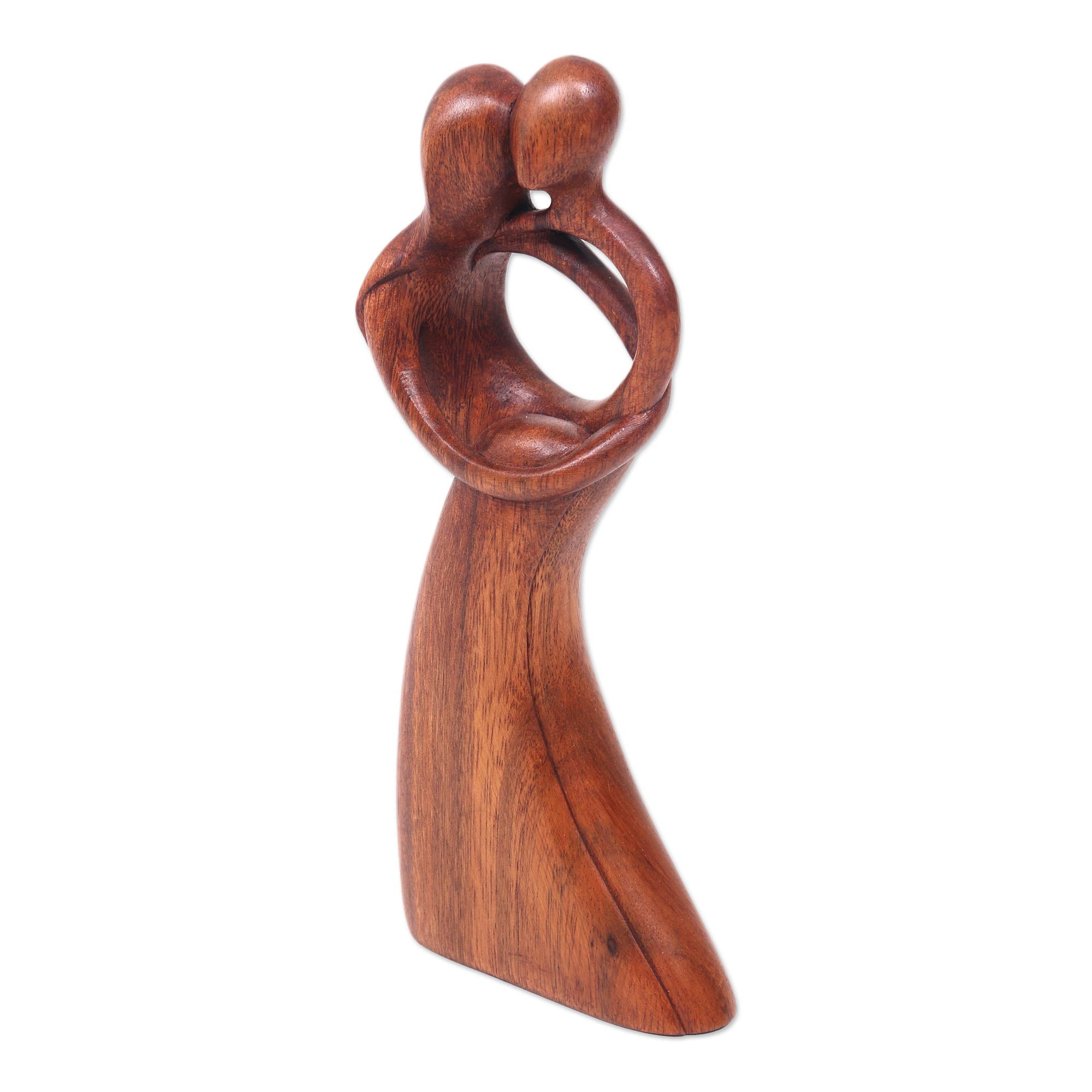 Premium Romantic Dance Wood Sculpture from Bali - Handcrafted Suar Wood Art