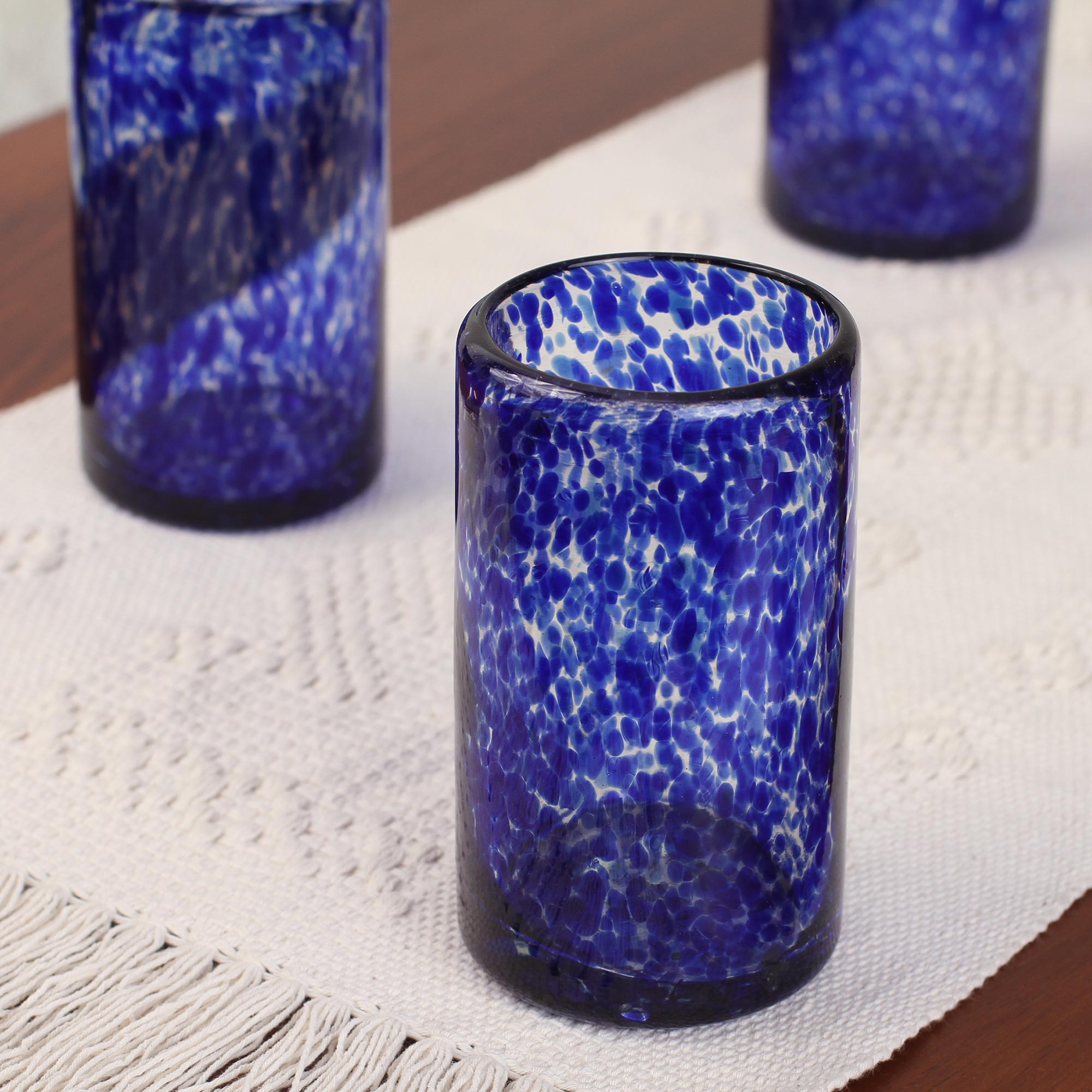 Premium Handcrafted Cobalt Blue Juice Glass Set - Set of 6