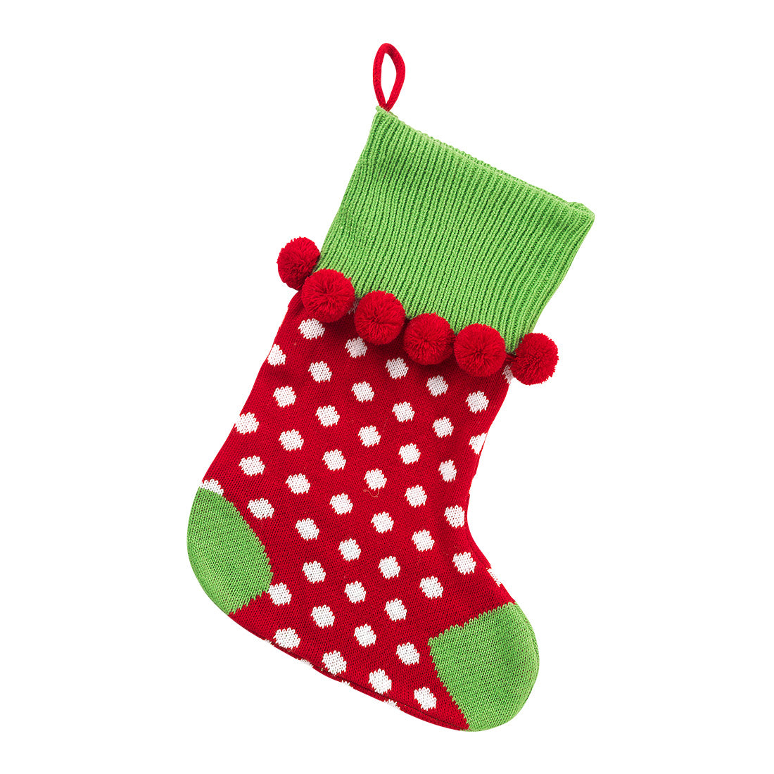 Premium Red Polka Dot Pom-Pom Christmas Stocking