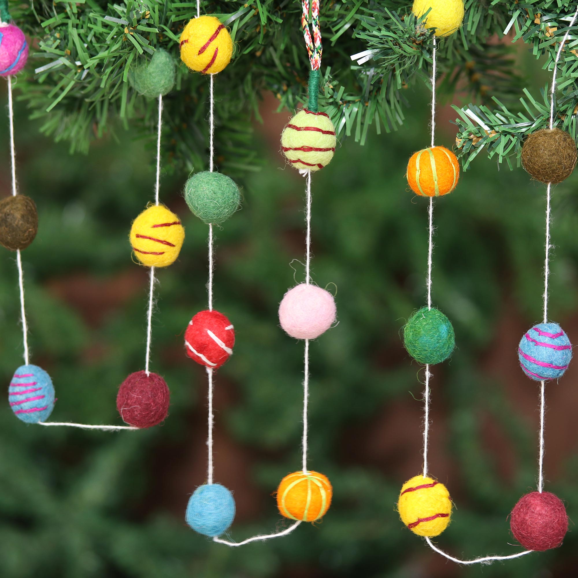 Premium Handcrafted Gumdrop Rainbow Pompons Christmas Tree Garland