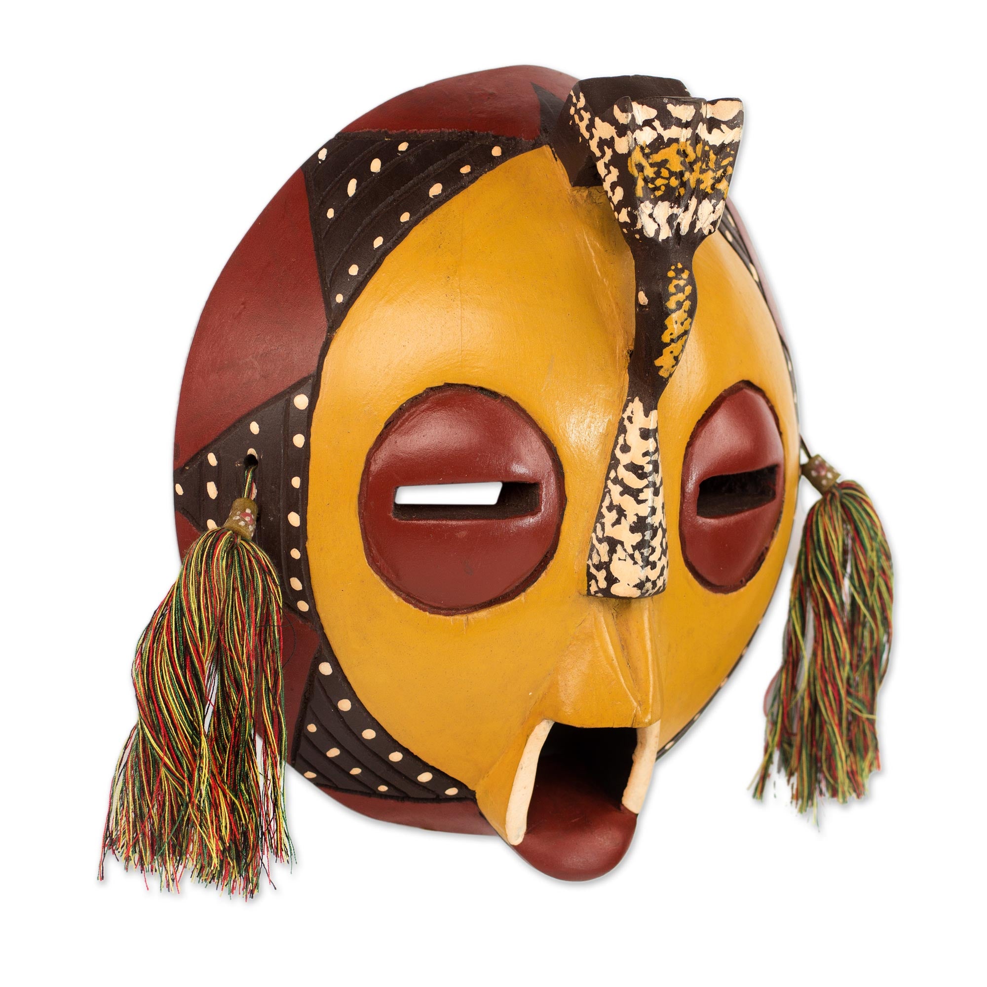 Premium Handcrafted Ghanaian Wall Mask - Calm Amina Design