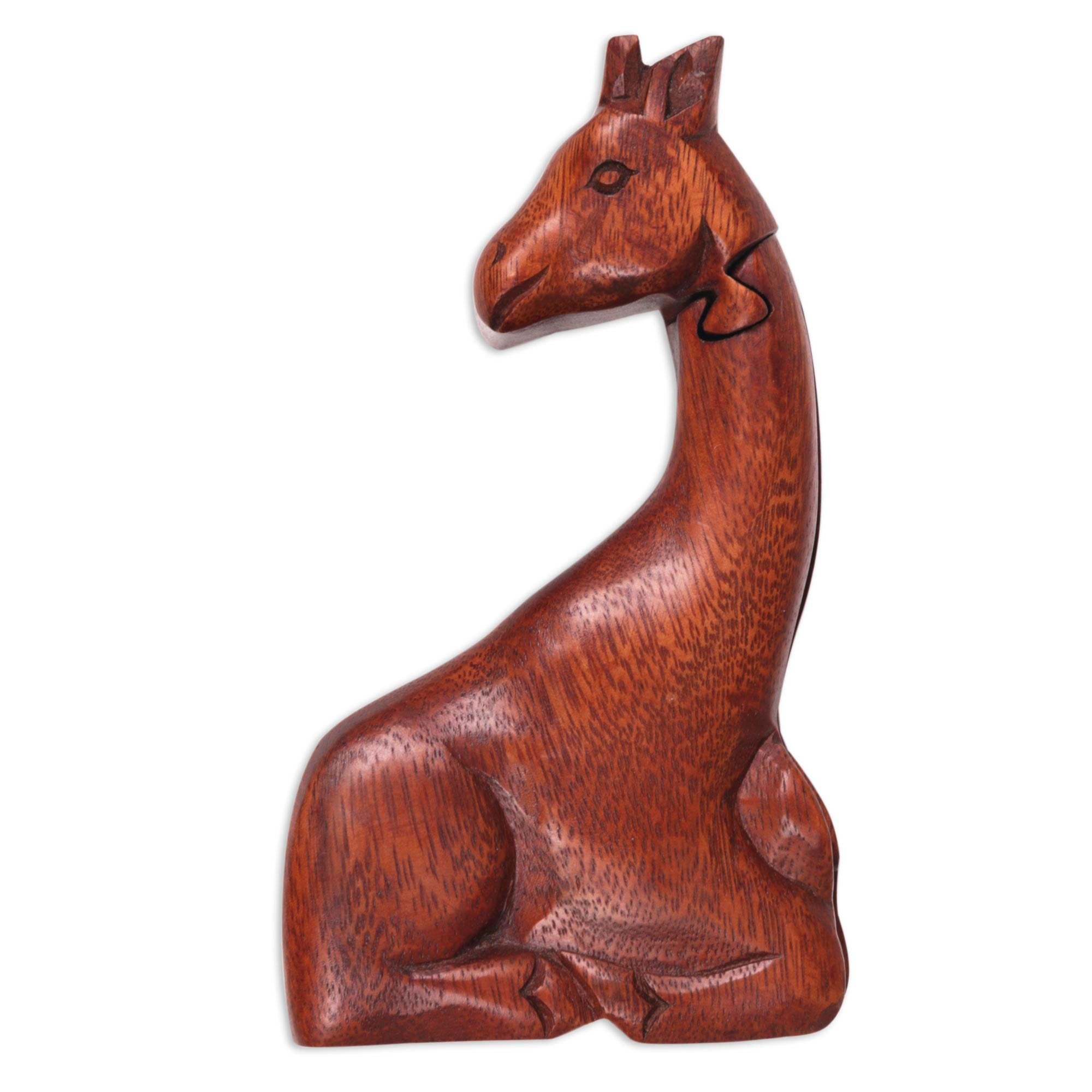 Premium Handcrafted Giraffe Puzzle Box - Unique Indonesian Wood Art