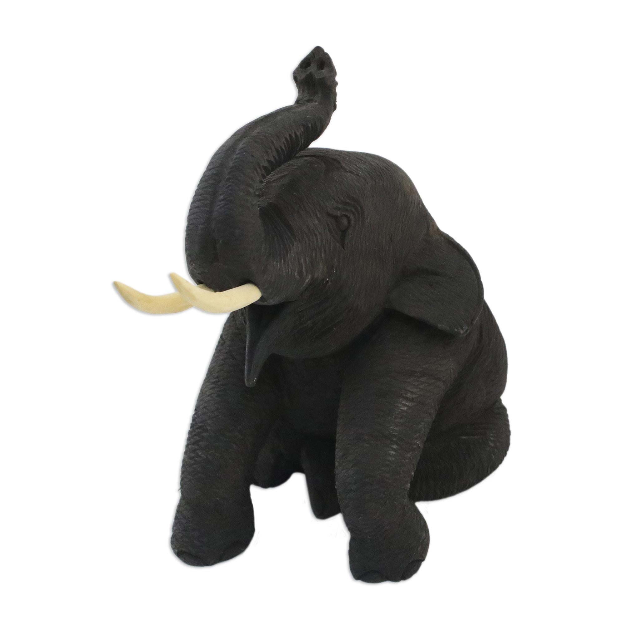 Premium Hand-Carved Teak Wood Elephant Statue – Welcome Smile Collection