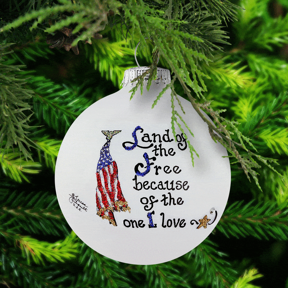 Premium Hand-Painted 'Land of the Free' Glass Ornament
