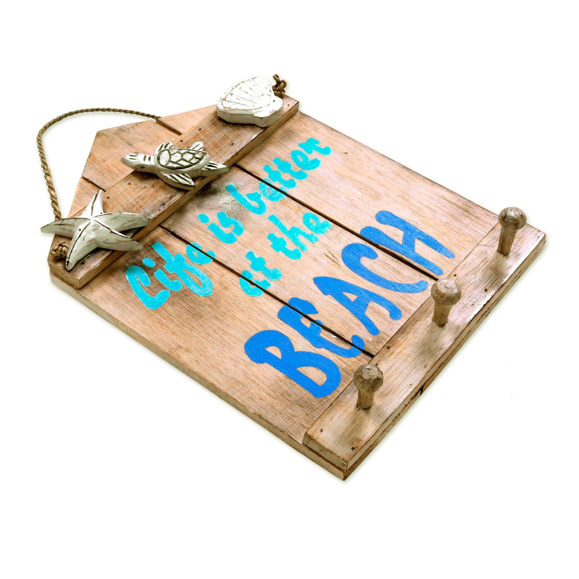 Premium Coastal Charm: Handcrafted Beach-Themed Wood Coat Rack from Indonesia