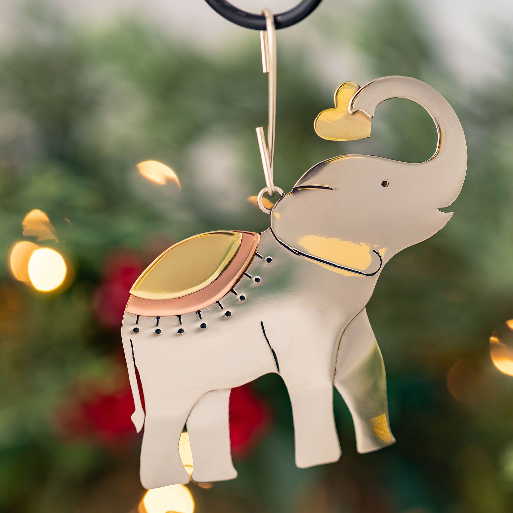 Premium Elephant Love Ornament - Handmade Fair Trade Decor