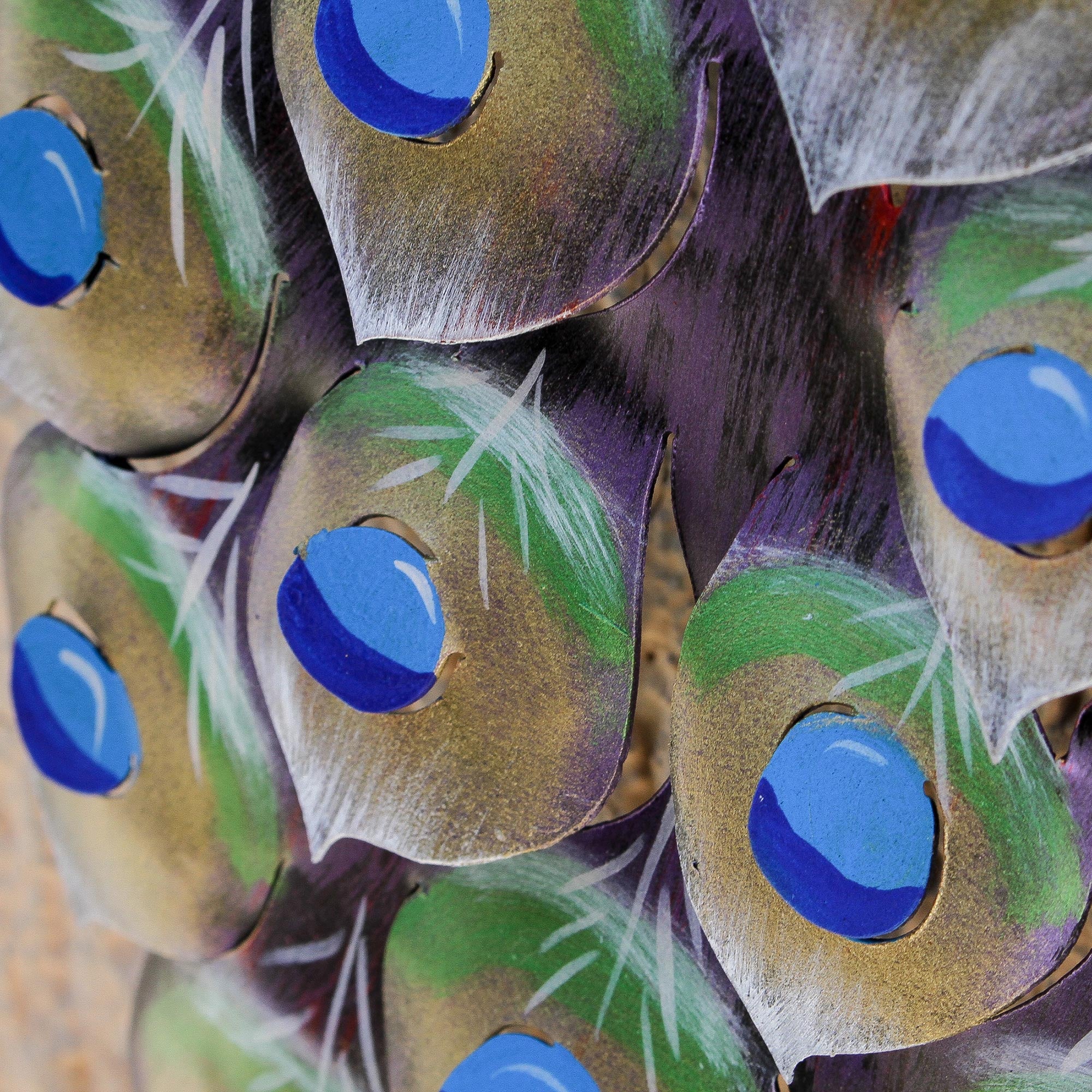 Premium Handcrafted Sunset Peacock Steel Wall Art from Mexico