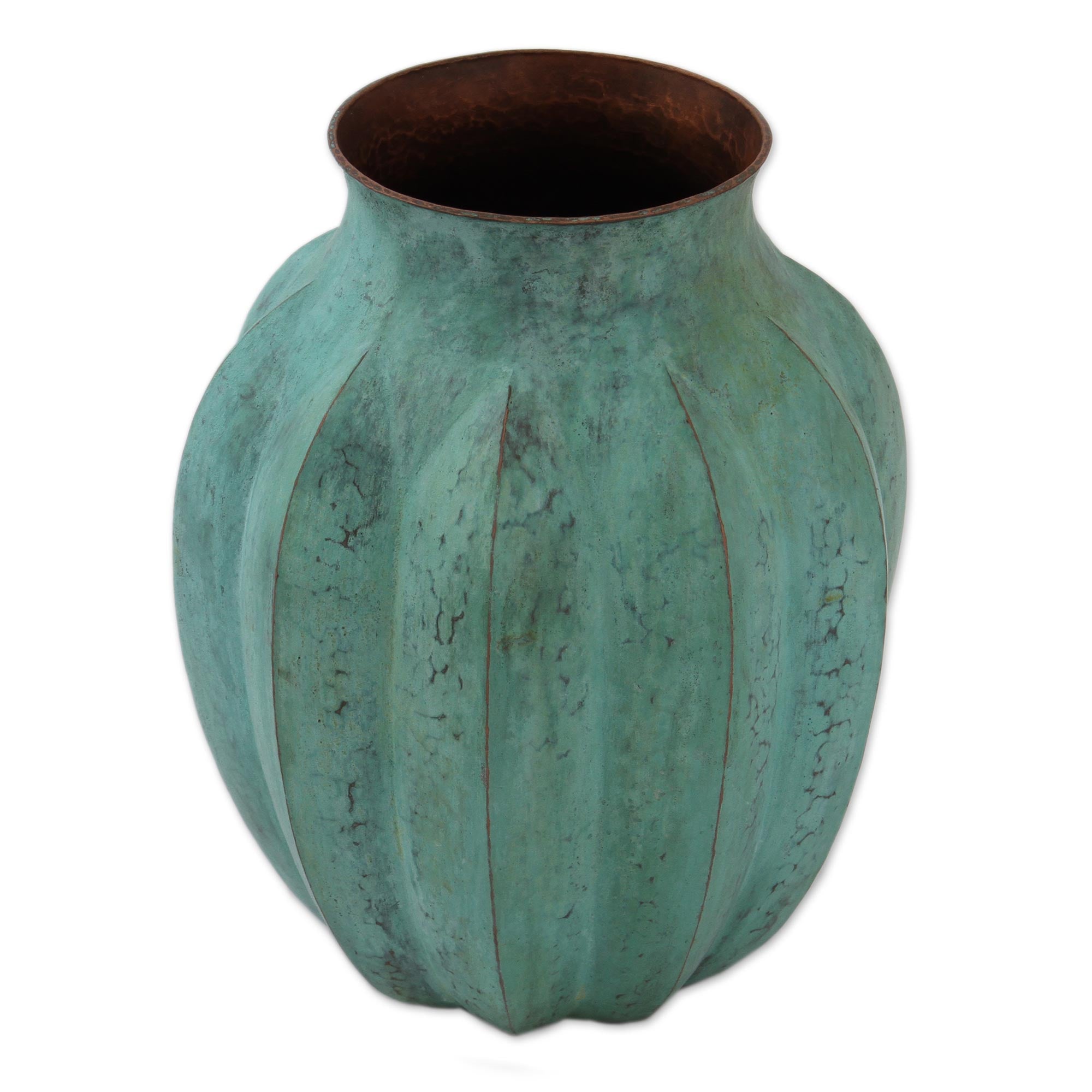 Premium Antique Copper Vase with Handcrafted Design from Mexico