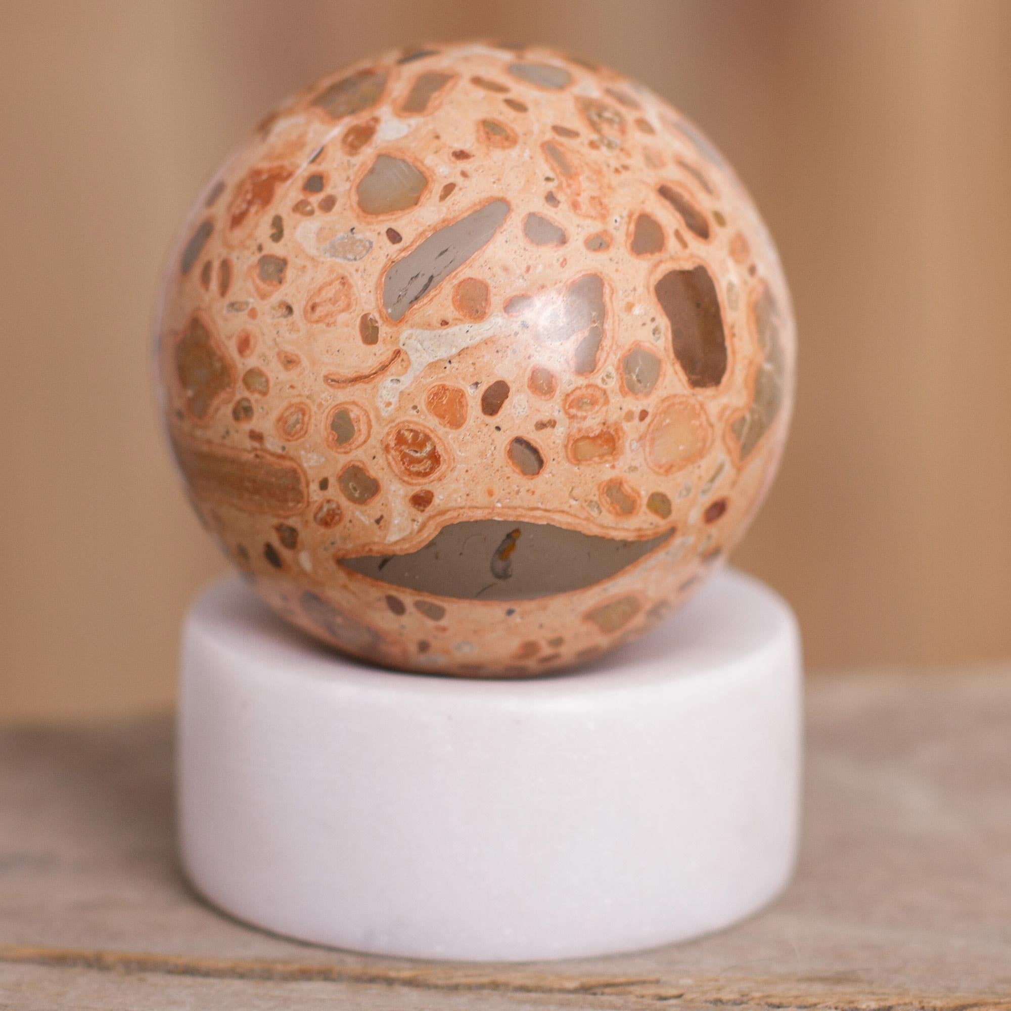 Premium Leopardite Planet Gemstone Figurine – Handcrafted Modern Art Piece