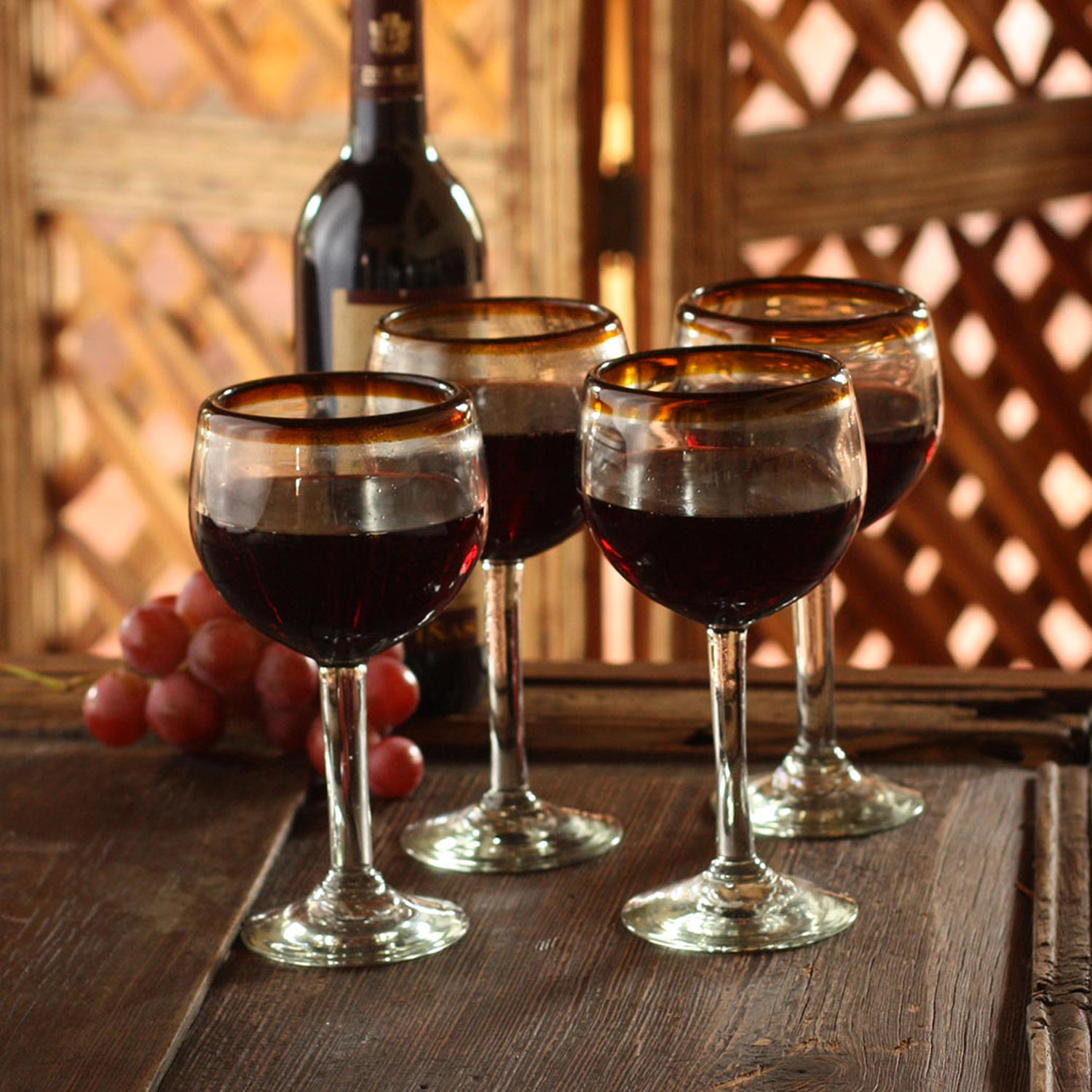 Premium Handblown Recycled Glass Wine Glasses Set of 4 – Ultimate Fair Trade Elegance