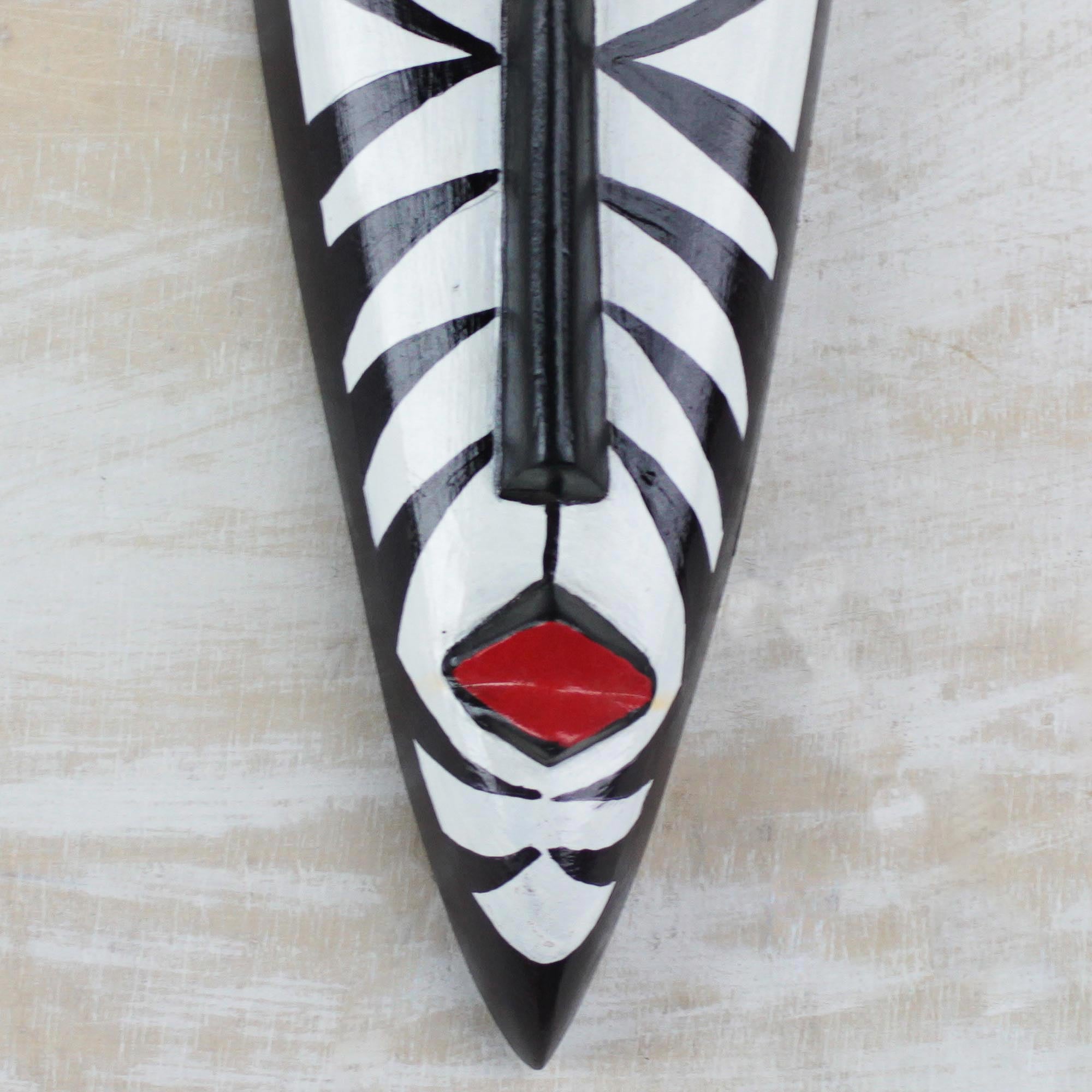 Premium Handcrafted African Zebra Stripes Wall Mask from Ghana